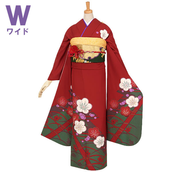 楽天市場】【成人式 振袖 レンタル】RS690 正絹 赤 梅と露芝草花フル