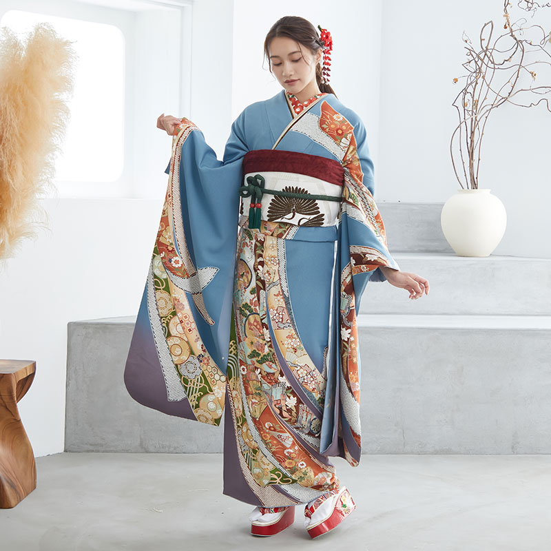 楽天市場】【振袖 レンタル】 結婚式 結納R829 正絹 水色 大熨斗目