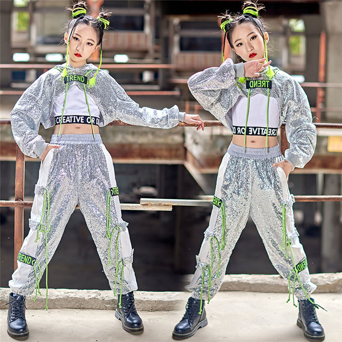 楽天市場】ダンス衣装 ヒップホップ 女の子 長袖 シルバー トップス 白