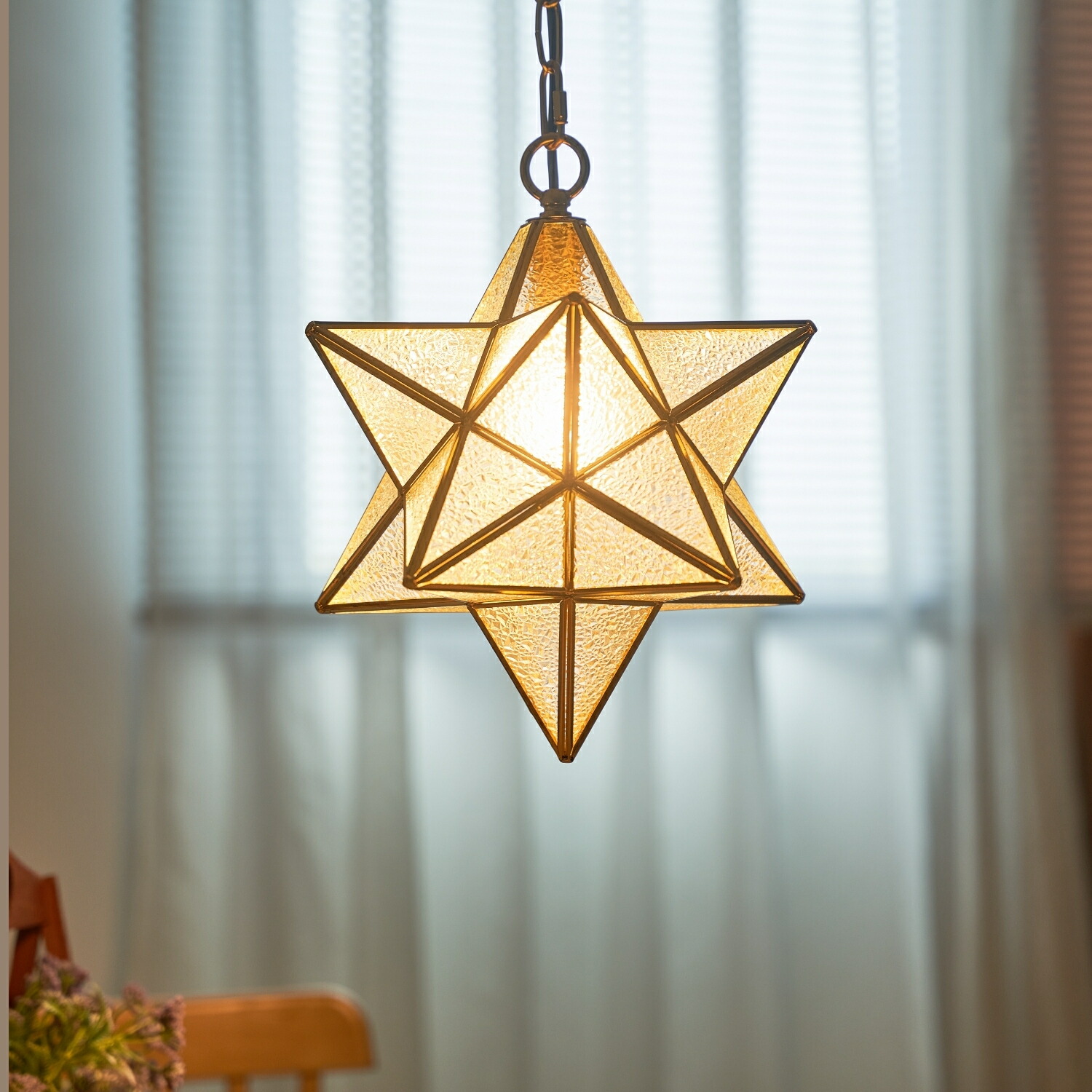 楽天市場】ペンダントライト 1灯 おしゃれ 星形 ガラス シェード