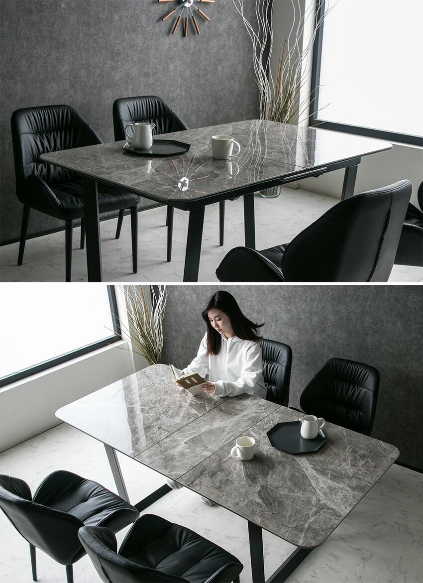 楽天市場】【送料無料】 ダイニングテーブル 伸縮 伸長式 6人 4人 白