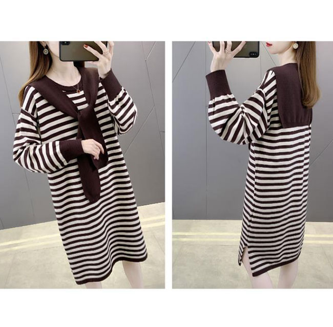 楽天市場】ニットワンピ ボーダー柄 レディース ニットワンピース