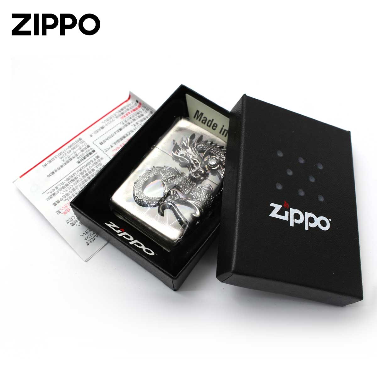楽天市場】Zippo ジッポライター ドラゴン 龍 2面連続メタル ニッケル