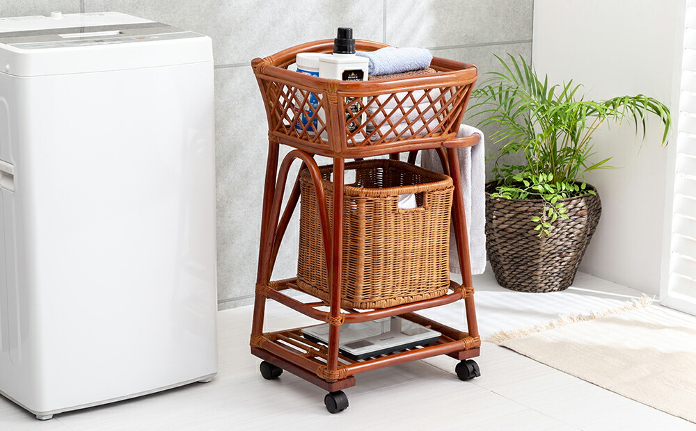 楽天市場】東京ラタン 天然籐2段ランドリー 2段ランドリーバスケット