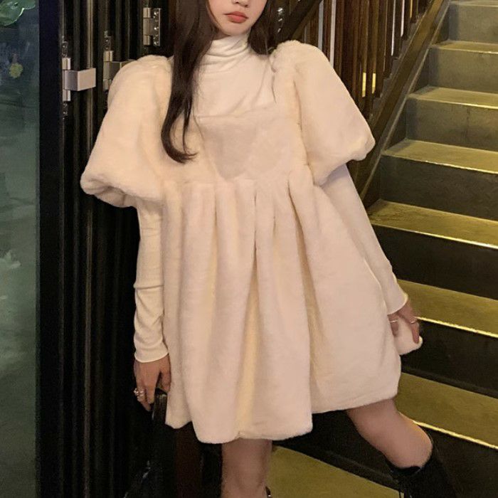 楽天市場】【送料無料】2024 AW 新作 Fur パフスリーブ ミニ