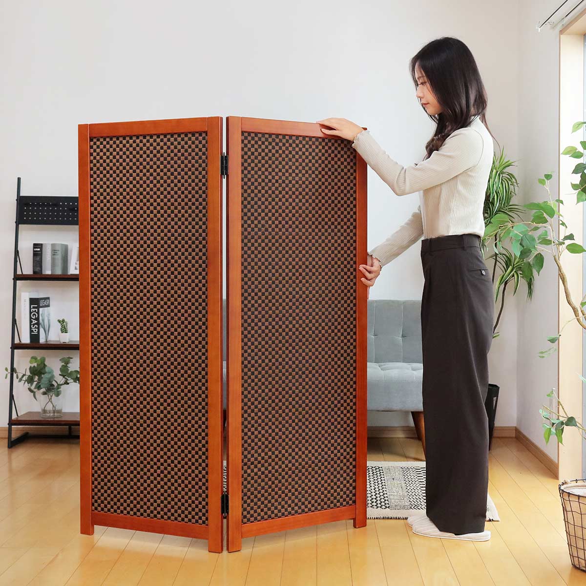 楽天市場】衝立 竹すだれ衝立 市松柄 2連 高さ135cm （ 送料無料