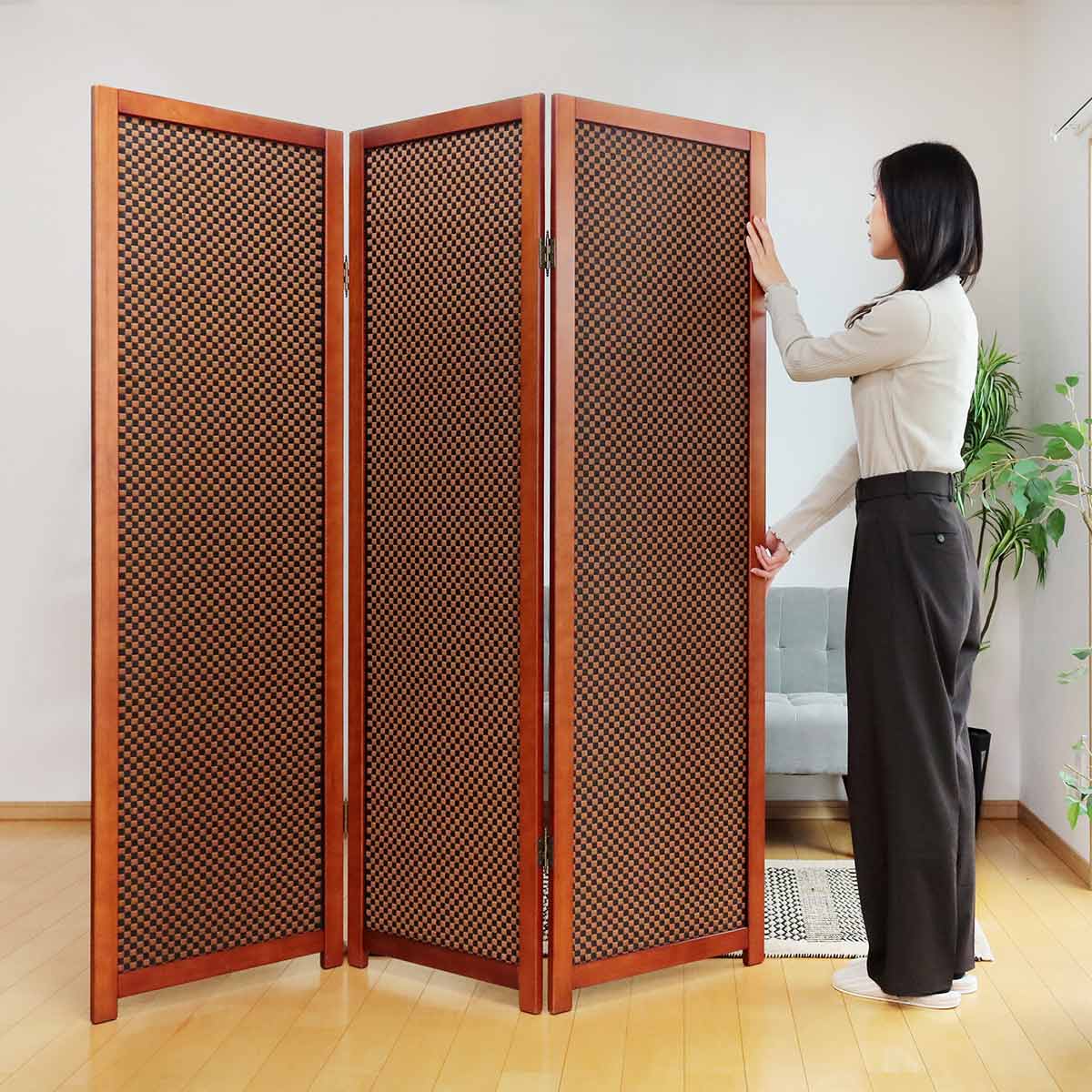 楽天市場】衝立 竹すだれ衝立 3連 市松柄 高さ170cm （ 送料無料