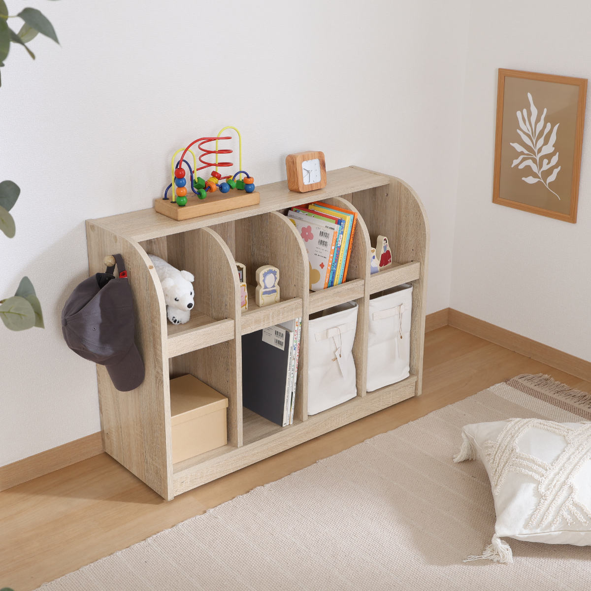 楽天市場】絵本棚 おもちゃ収納 2段収納 幅86.5cm キッズラック