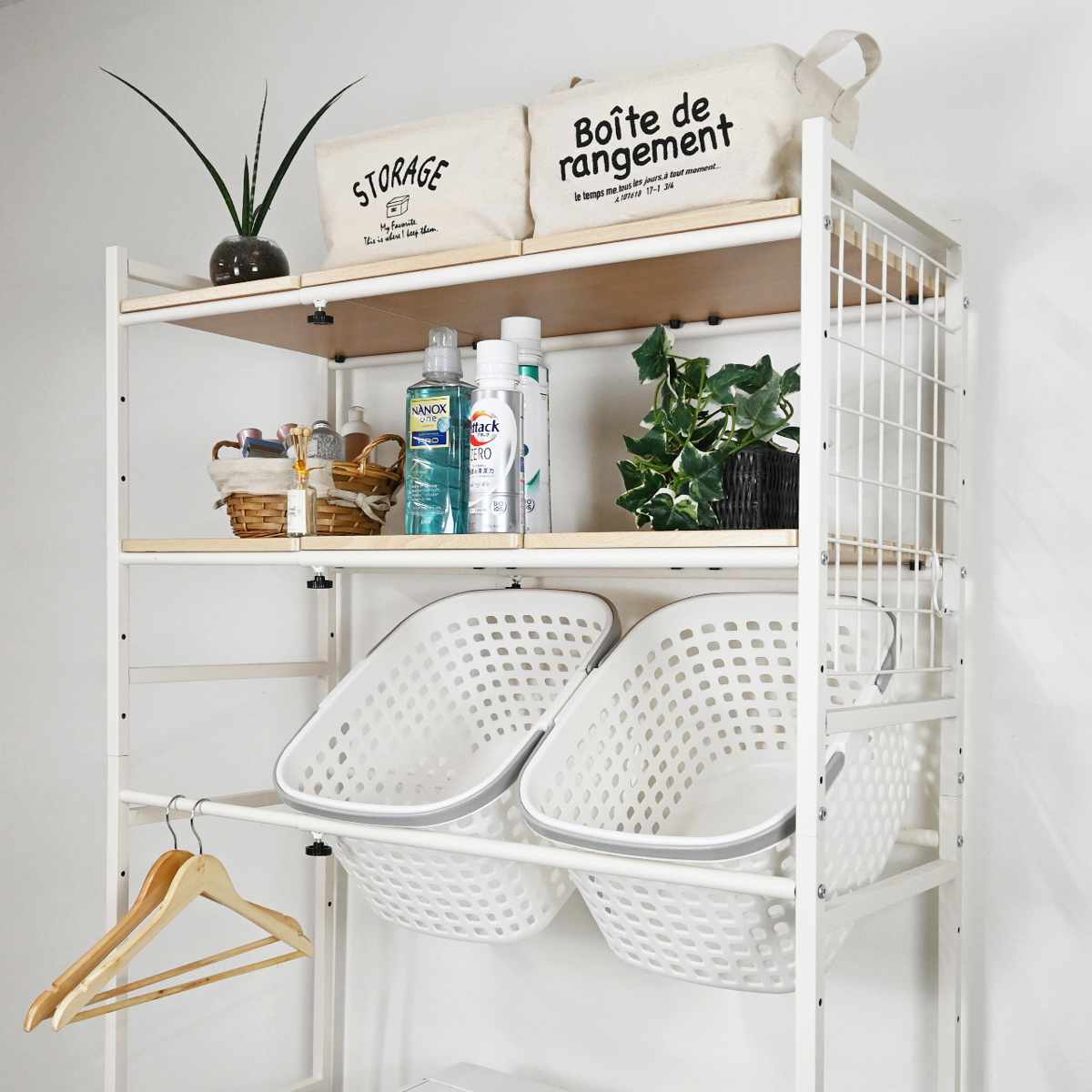 楽天市場】ランドリーラック 伸縮式 洗濯機棚 幅65〜95cm （ 洗濯機