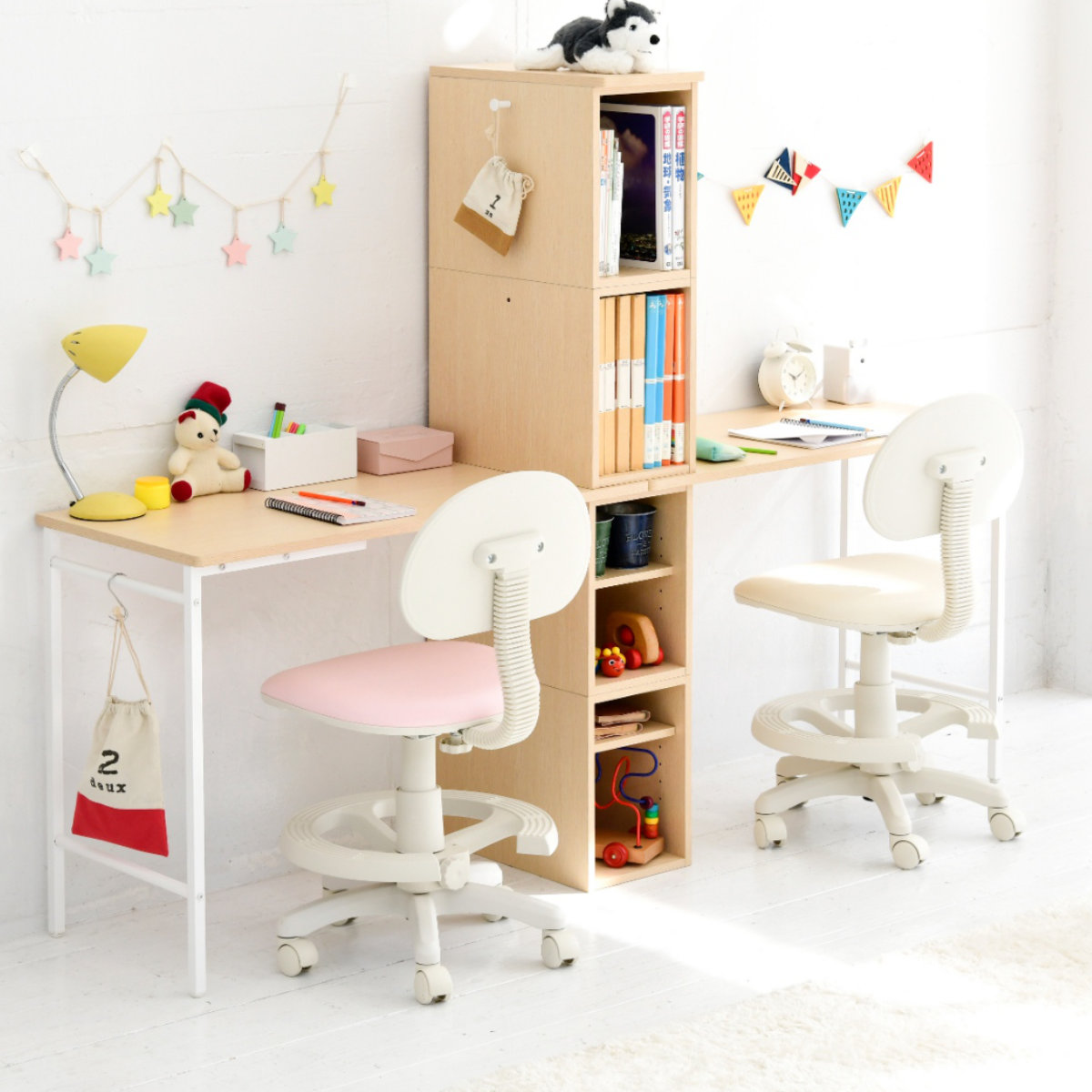 楽天市場】学習机 ツインデスク 幅95cm 高さ調節 切り離し可能