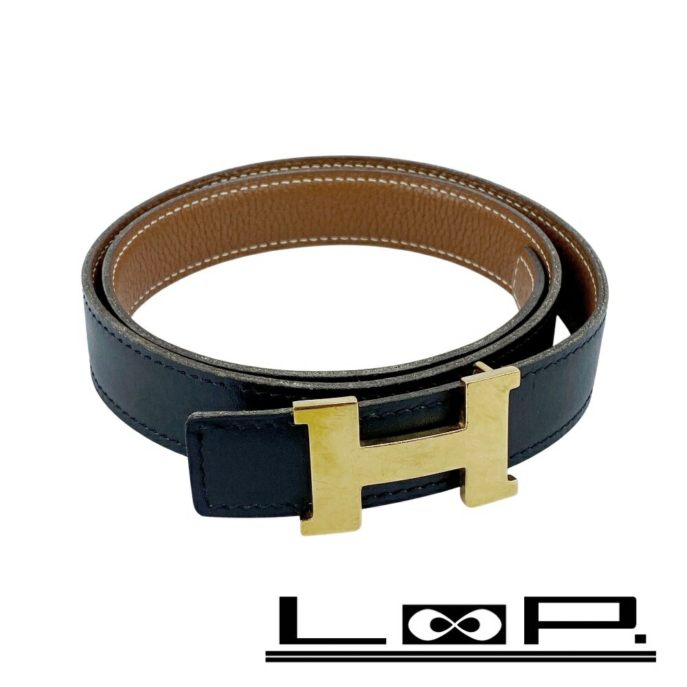 楽天市場】hermesエルメス コンスタンス hベルト ブラック×ゴールド 70