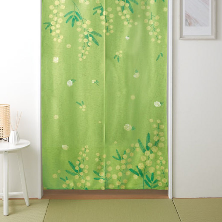 楽天市場】のれん 和風 ロング 透けない 85×175cm グリーン 突っ張り棒