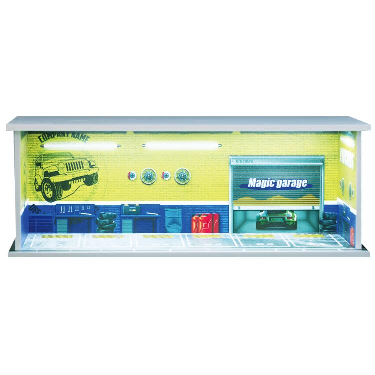 朝→昼→夕→夜 光センサー自動点灯付き ジオラマ ショーケース