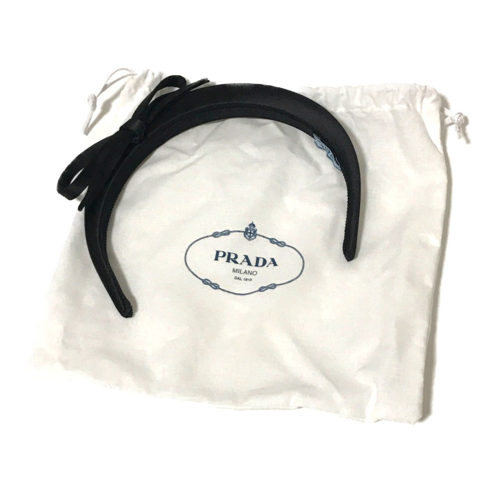 楽天市場】美品・プラダ リボン付カチューシャ・サテン・ヘア