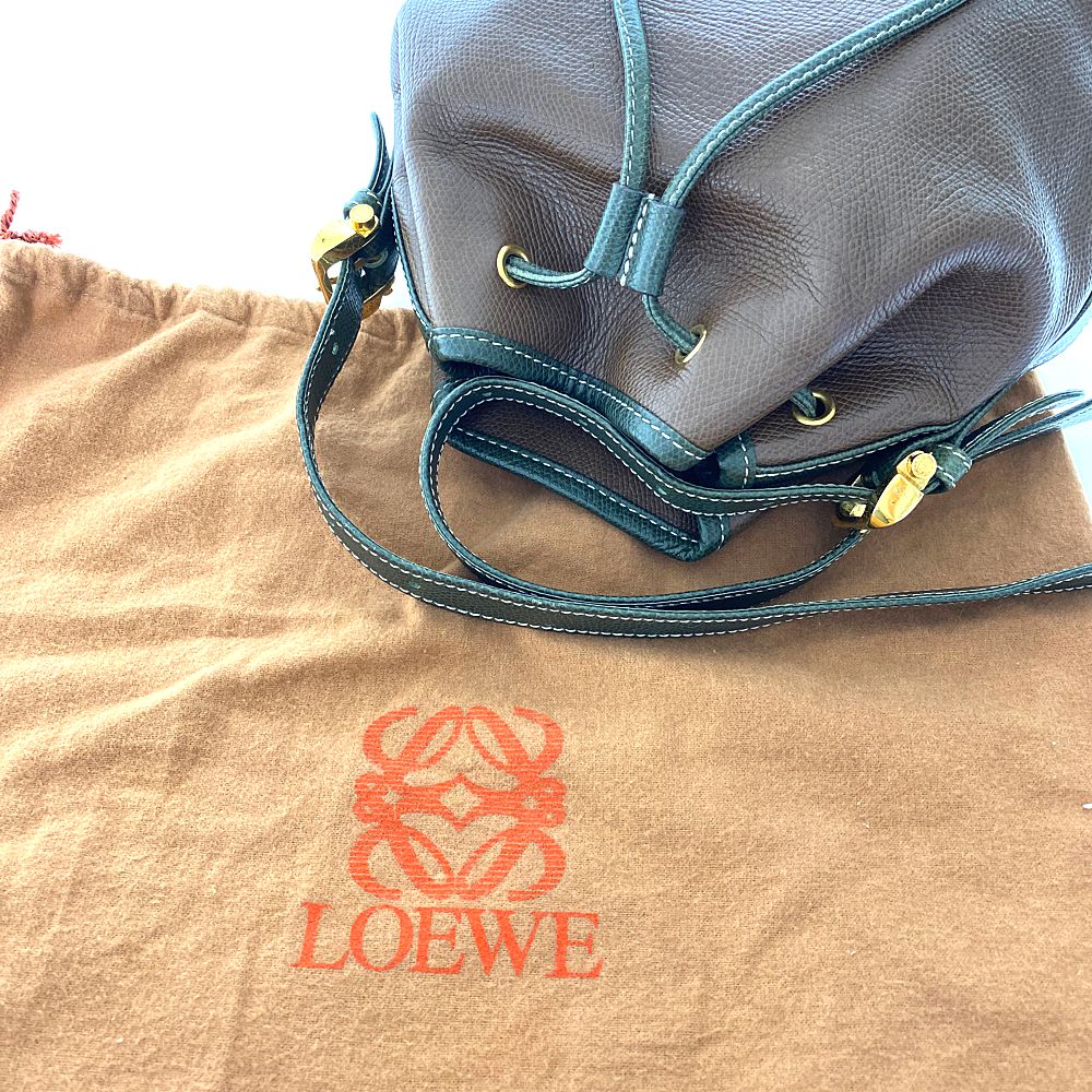 楽天市場】ロエベ バイカラー・アナグラムロゴレザー巾着ショルダー