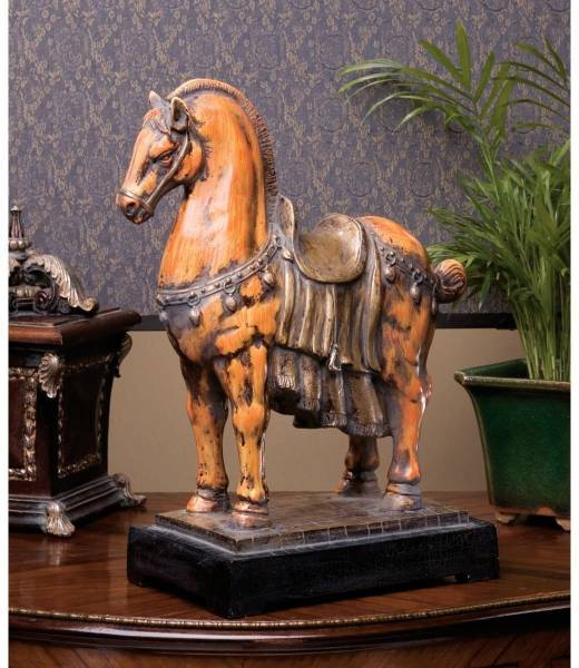 楽天市場】デザイン・トスカノ製 古代中国 皇帝 唐三彩 馬の彫刻 彫像