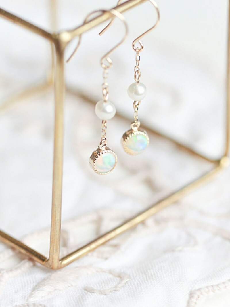 cui-cui｜オパール / パール フック ピアス | K10YG | Rakuten Fashion