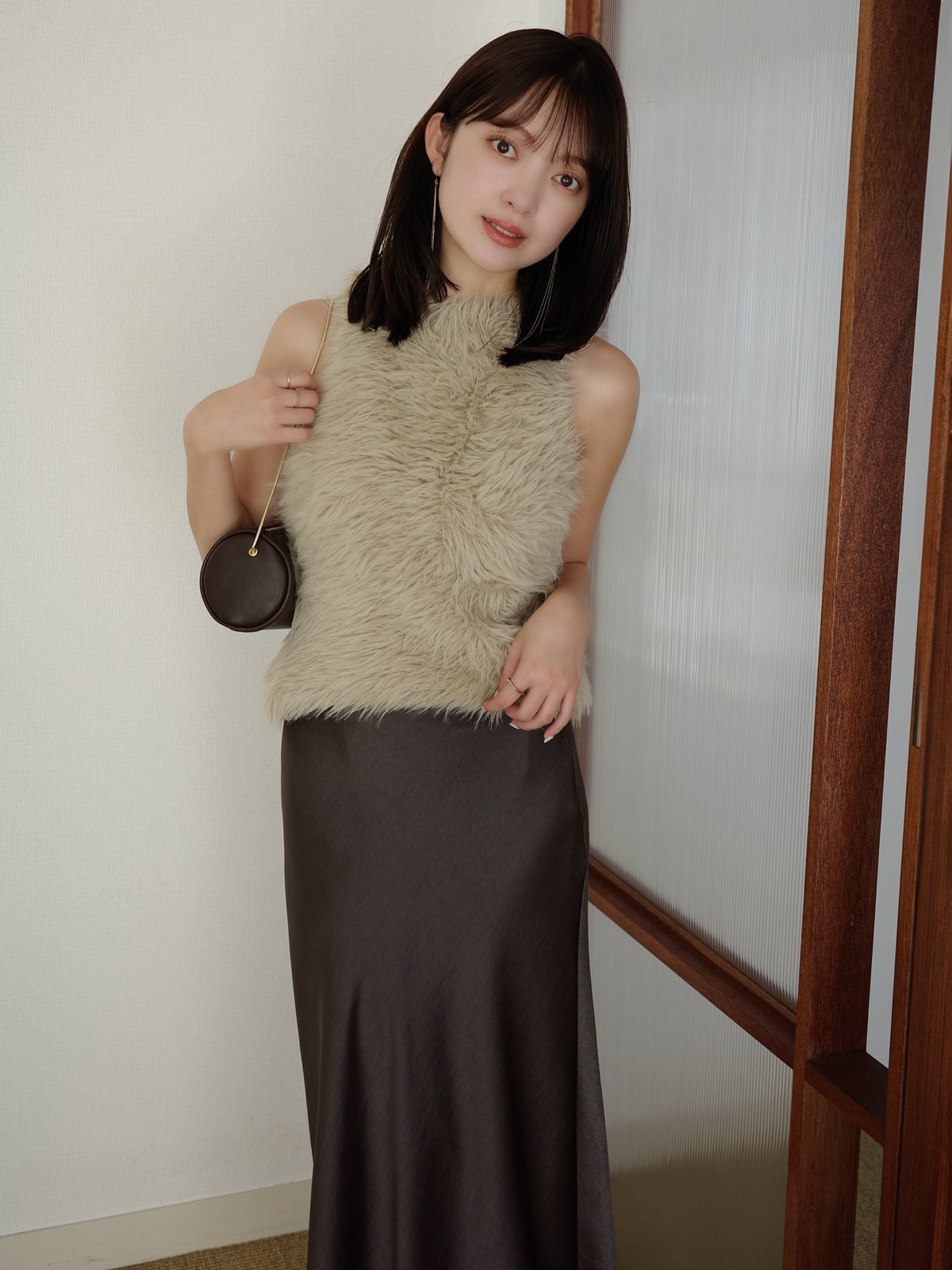 anuans｜ファーライクノースリーブニットトップス | Rakuten Fashion