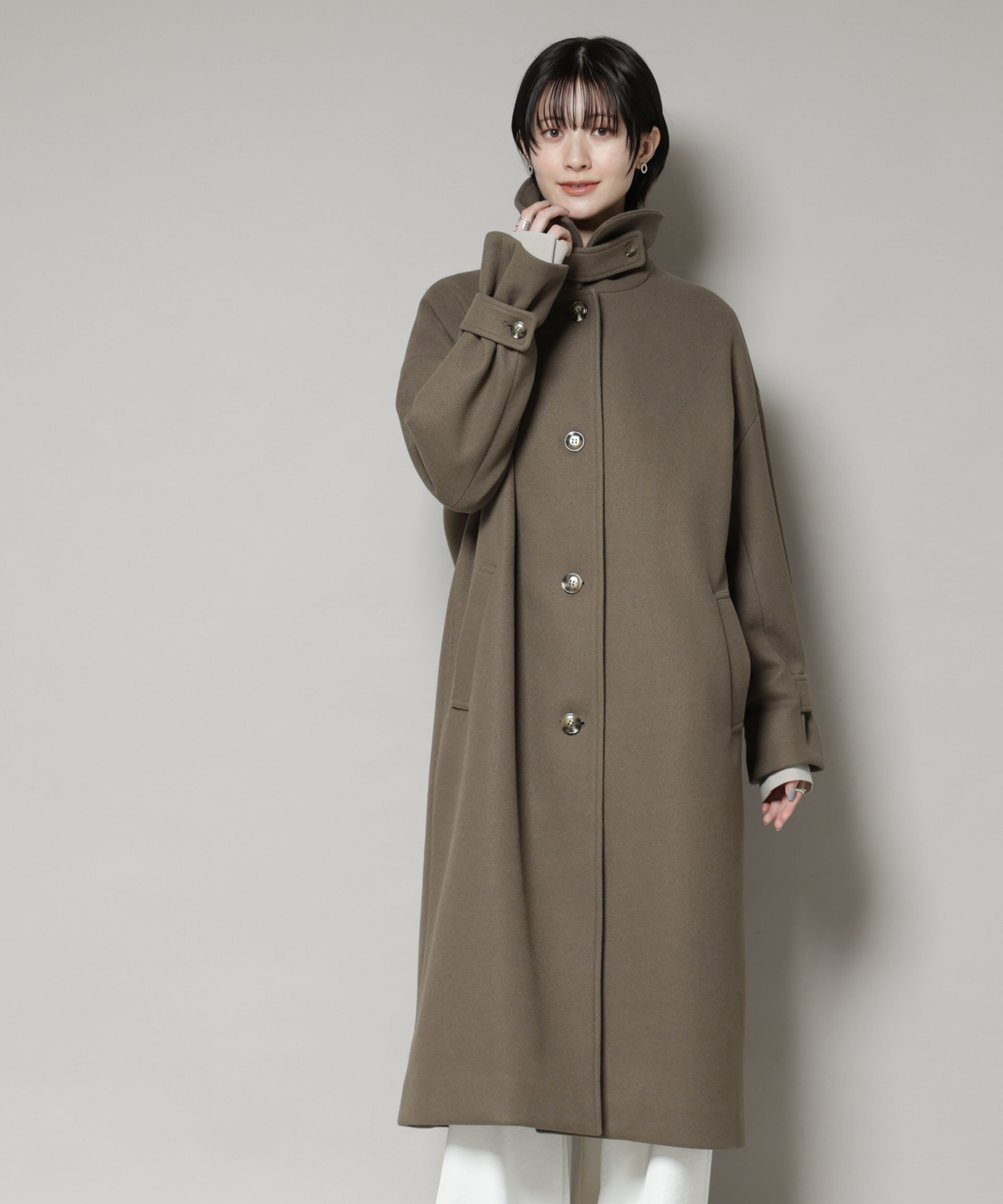 NANO universe｜メルトンジャージーステンカラーコート | Rakuten