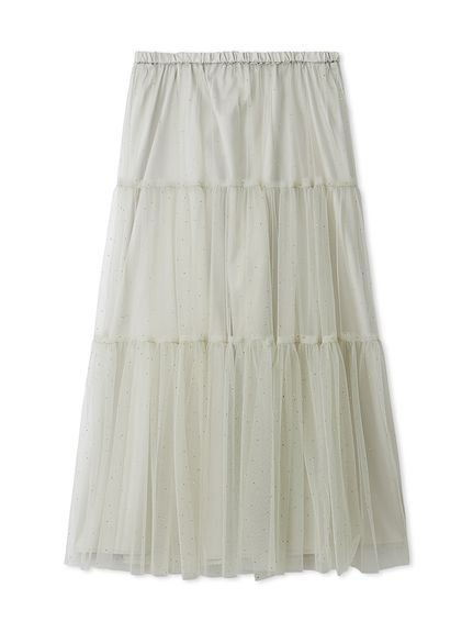 Mila Owen｜ティアードチュールラインストーンスカート | Rakuten