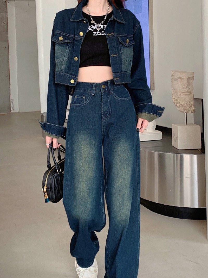 DIAVEL｜【セットアップ】ショートデニムジャケット*デニムパンツ 2点