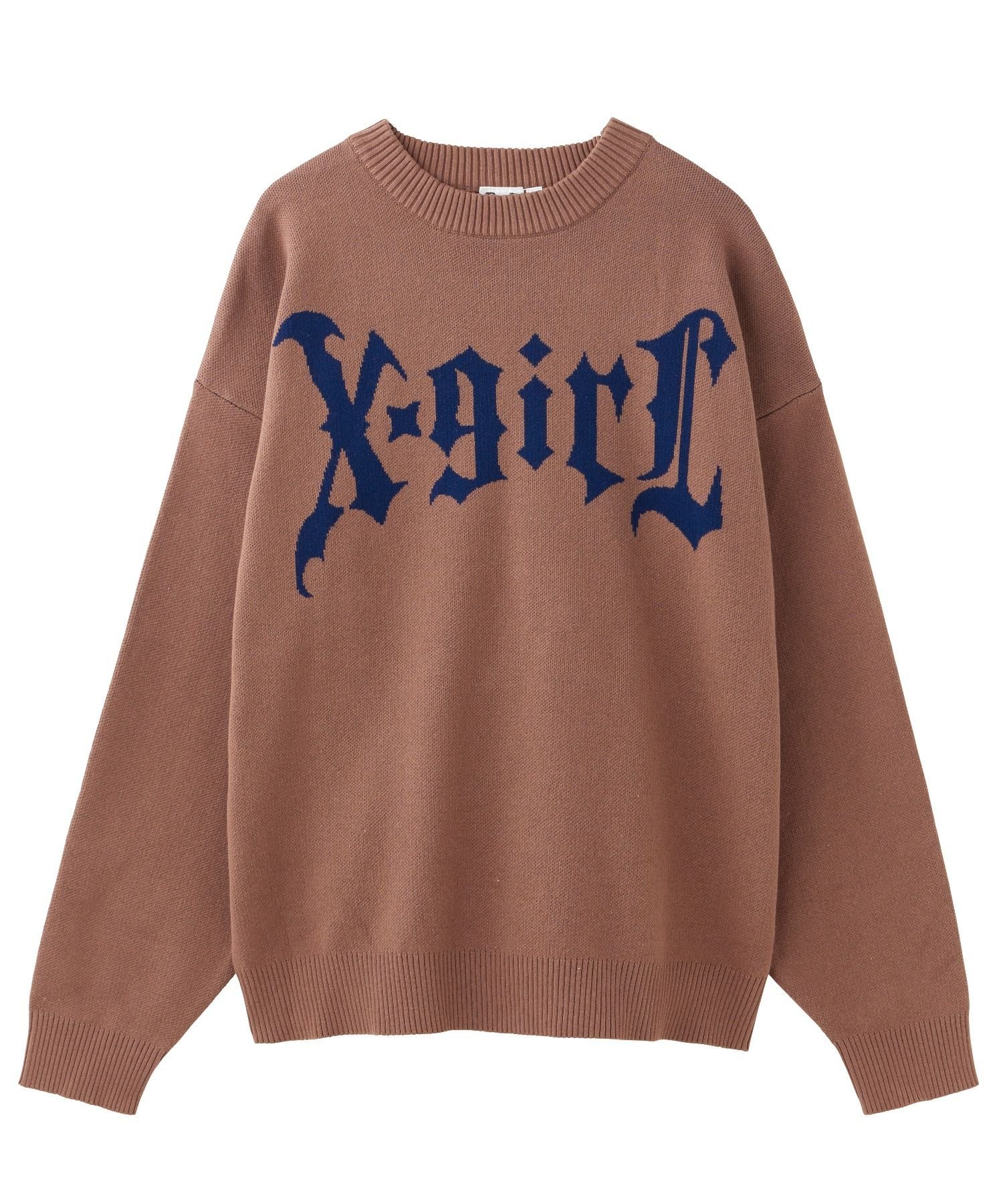 X-girl｜GOTHIC LOGO JACQUARD KNIT TOP | Rakuten Fashion(楽天