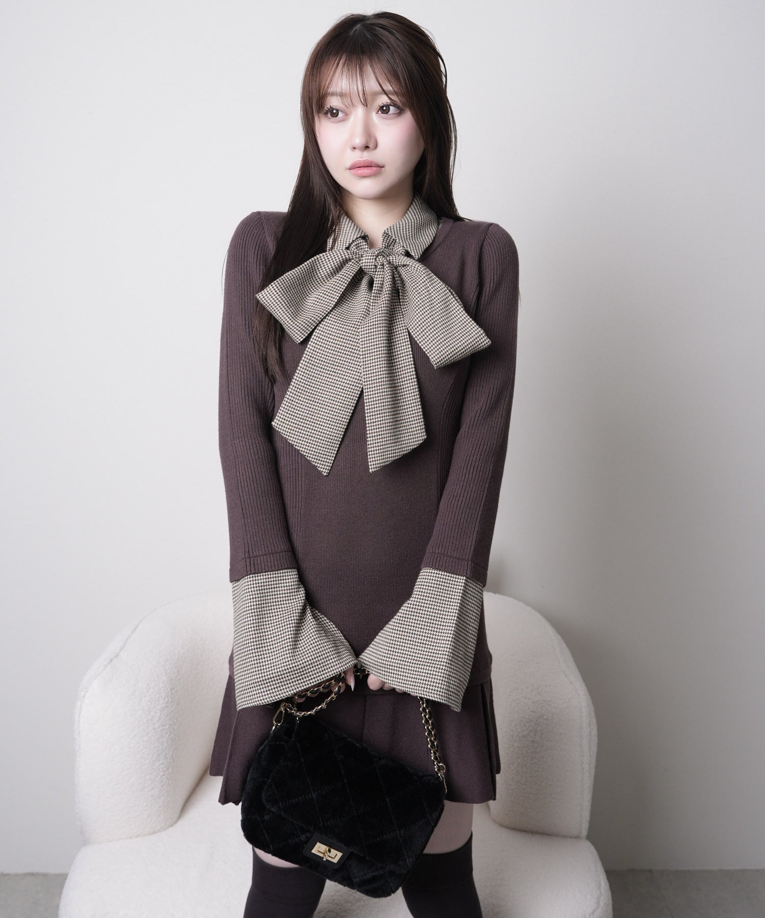 LIP SERVICE｜LIP SERVICE/(W)フロントZIPニットプリーツワンピース