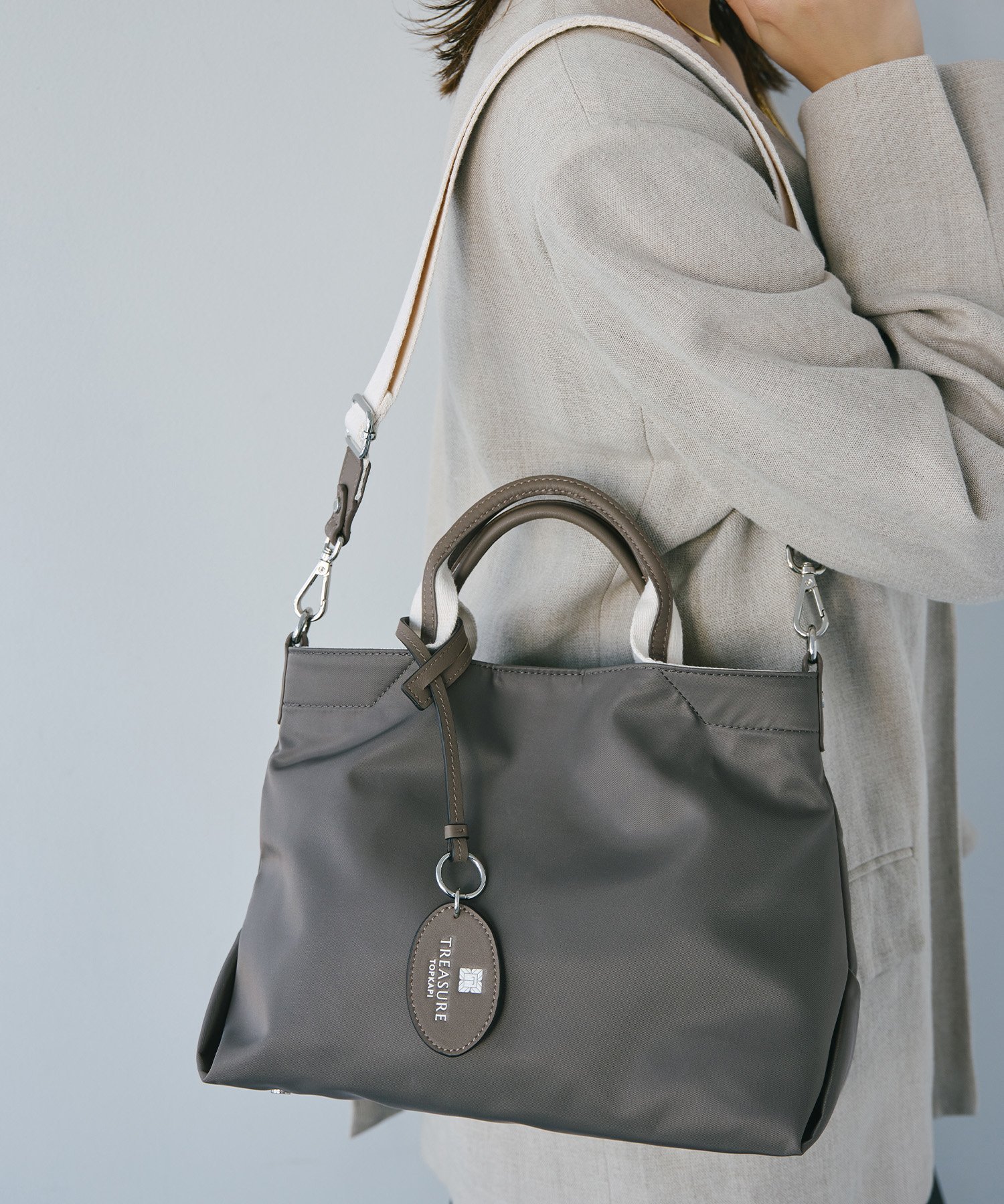 TOPKAPI｜ストライプハンドル ナイロン 2way ミニ トート バッグ