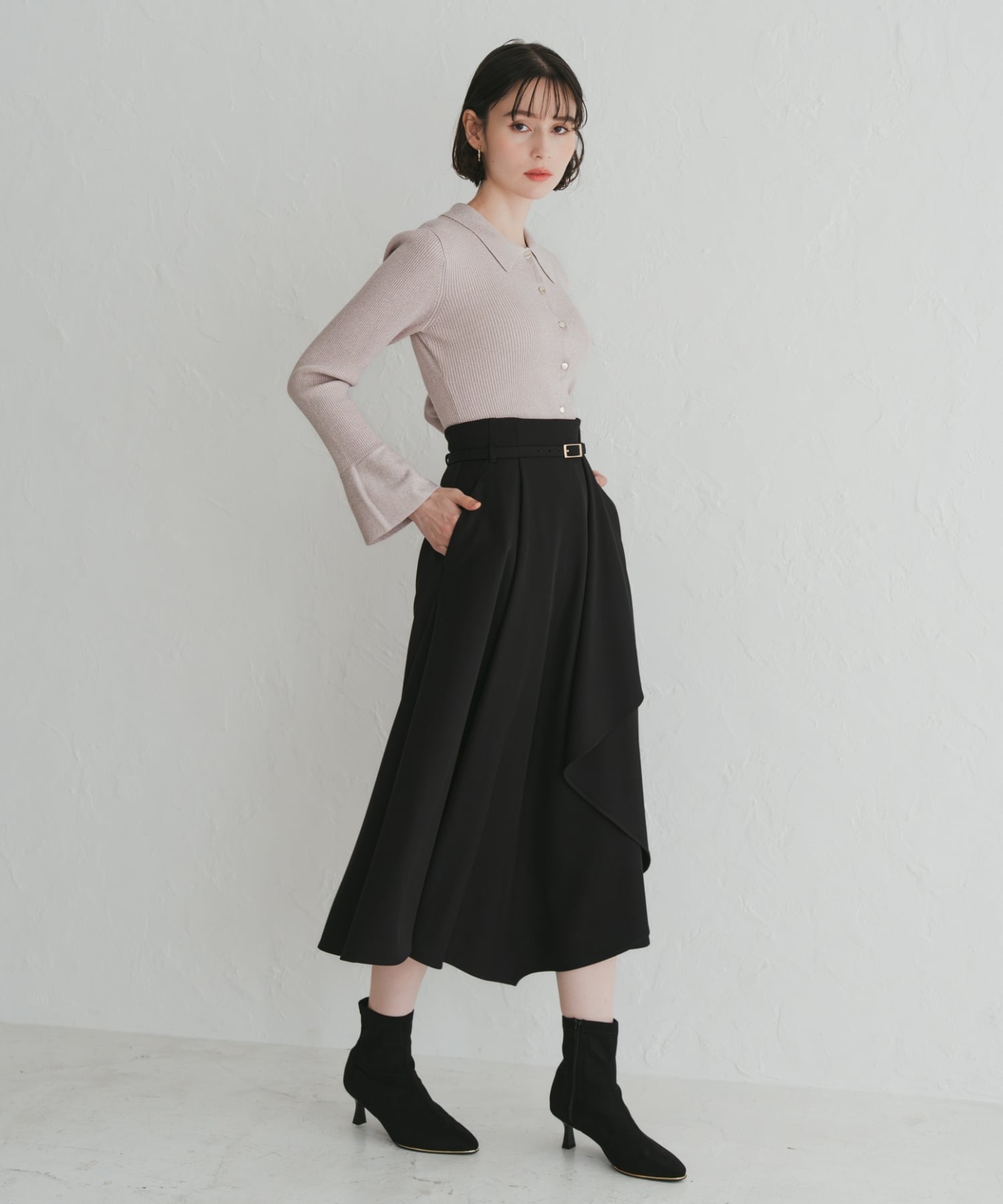 31 Sons de mode｜2025秋冬新作 ベルト付きアシメフレアスカート