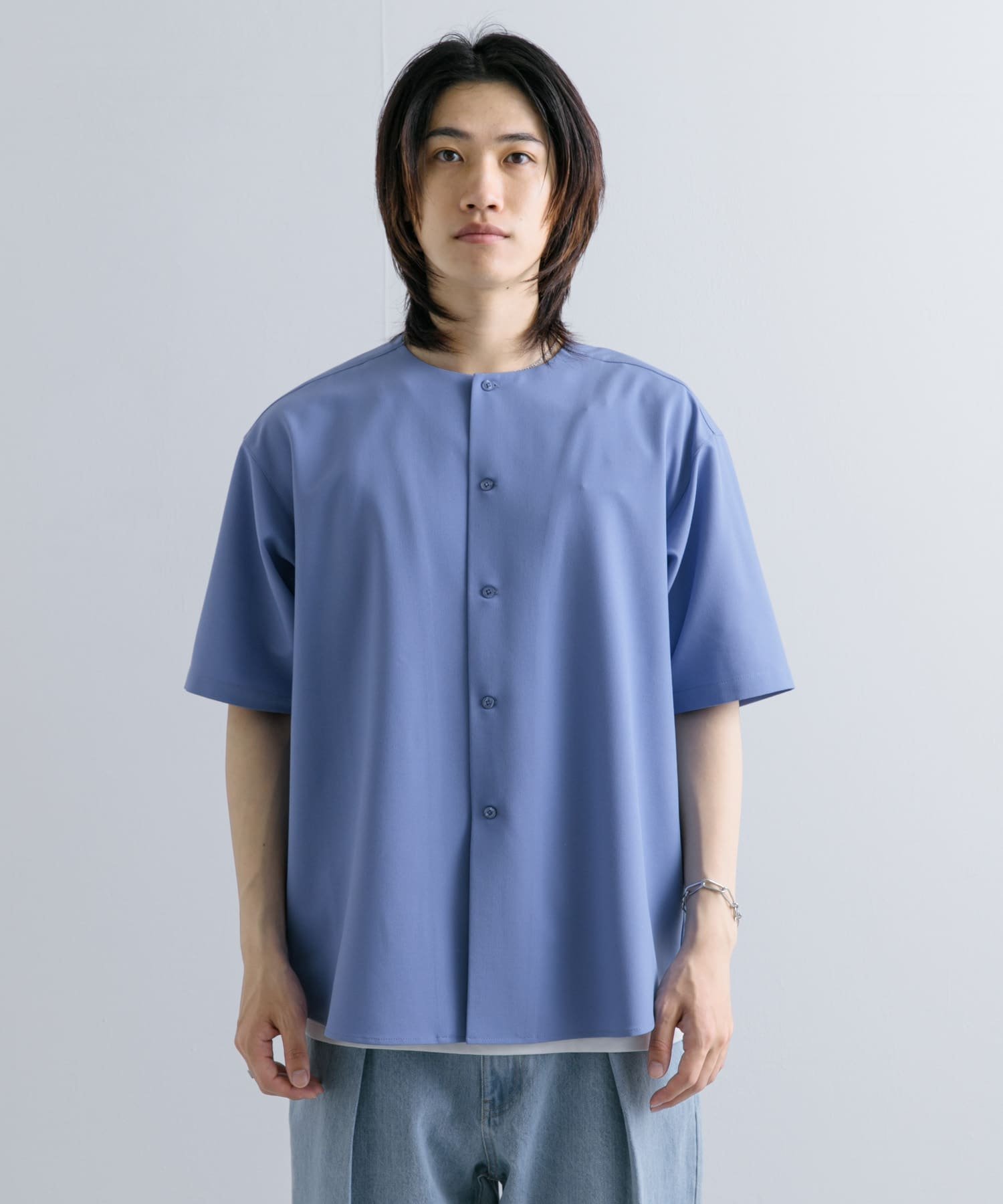 SENSE OF PLACE｜ノーカラーシャツ(5分袖) | Rakuten Fashion(楽天