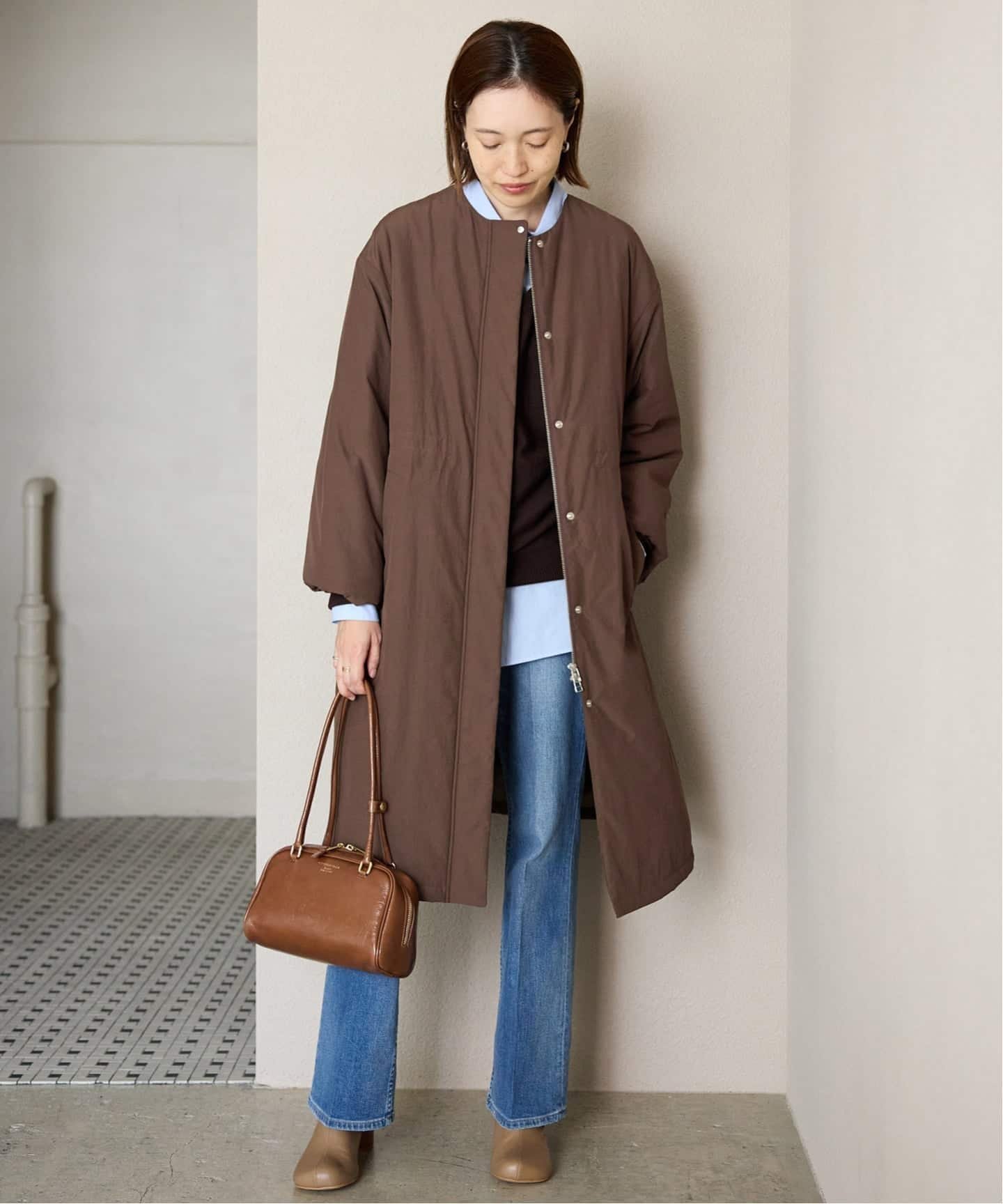 SLOBE IENA｜《ストール付き/WEB限定》中綿ストール付きノーカラー