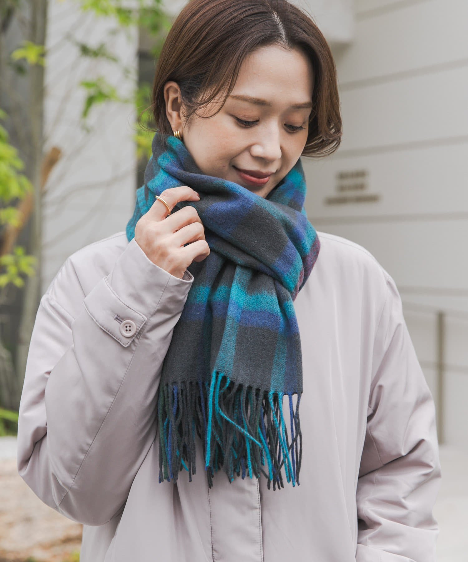 URBAN RESEARCH DOORS｜ウールチェックストール | Rakuten Fashion