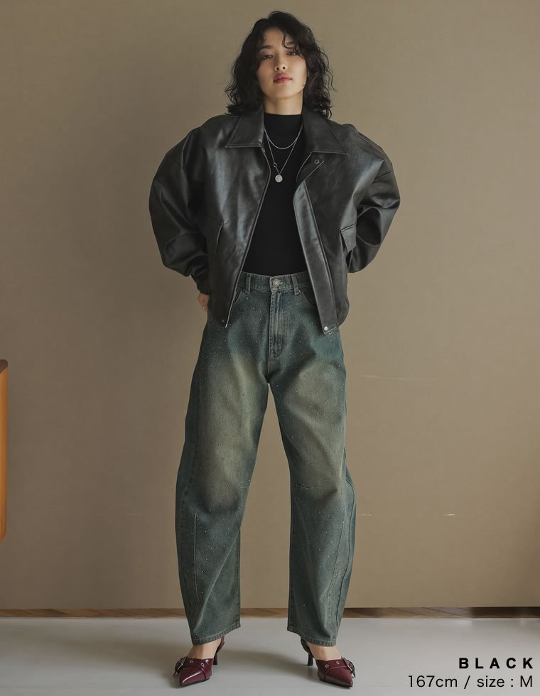 Re:EDIT｜フェイクレザージップブルゾン | Rakuten Fashion(楽天