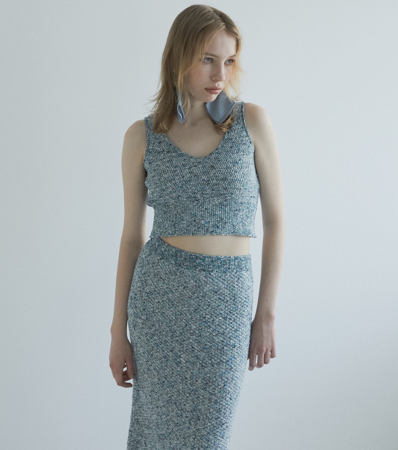 LE CIEL BLEU｜ツイードメランジニットスカート / Tweed Melange Knit
