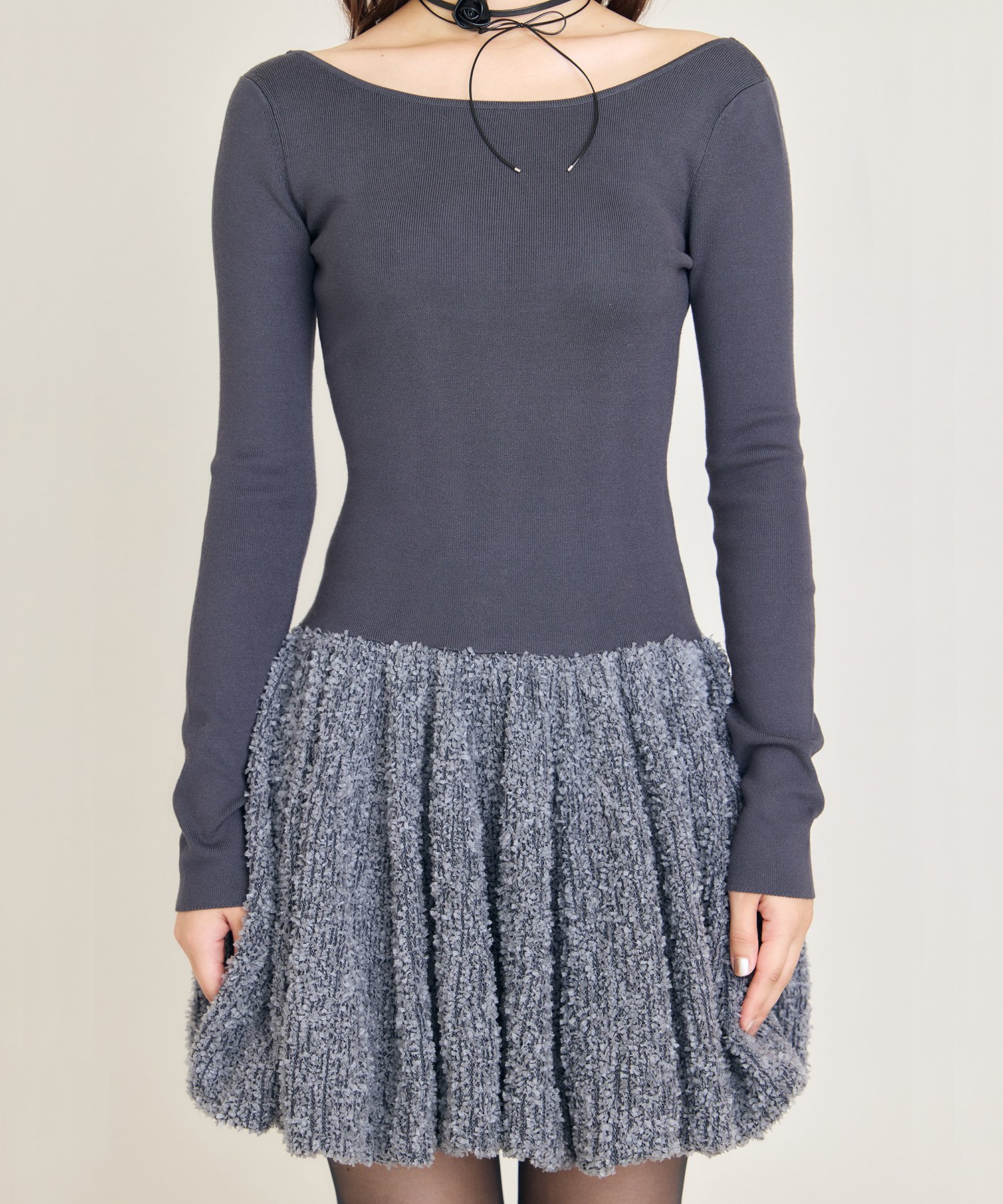 EIMY ISTOIRE｜ボートネックバルーンニットミニワンピース | Rakuten