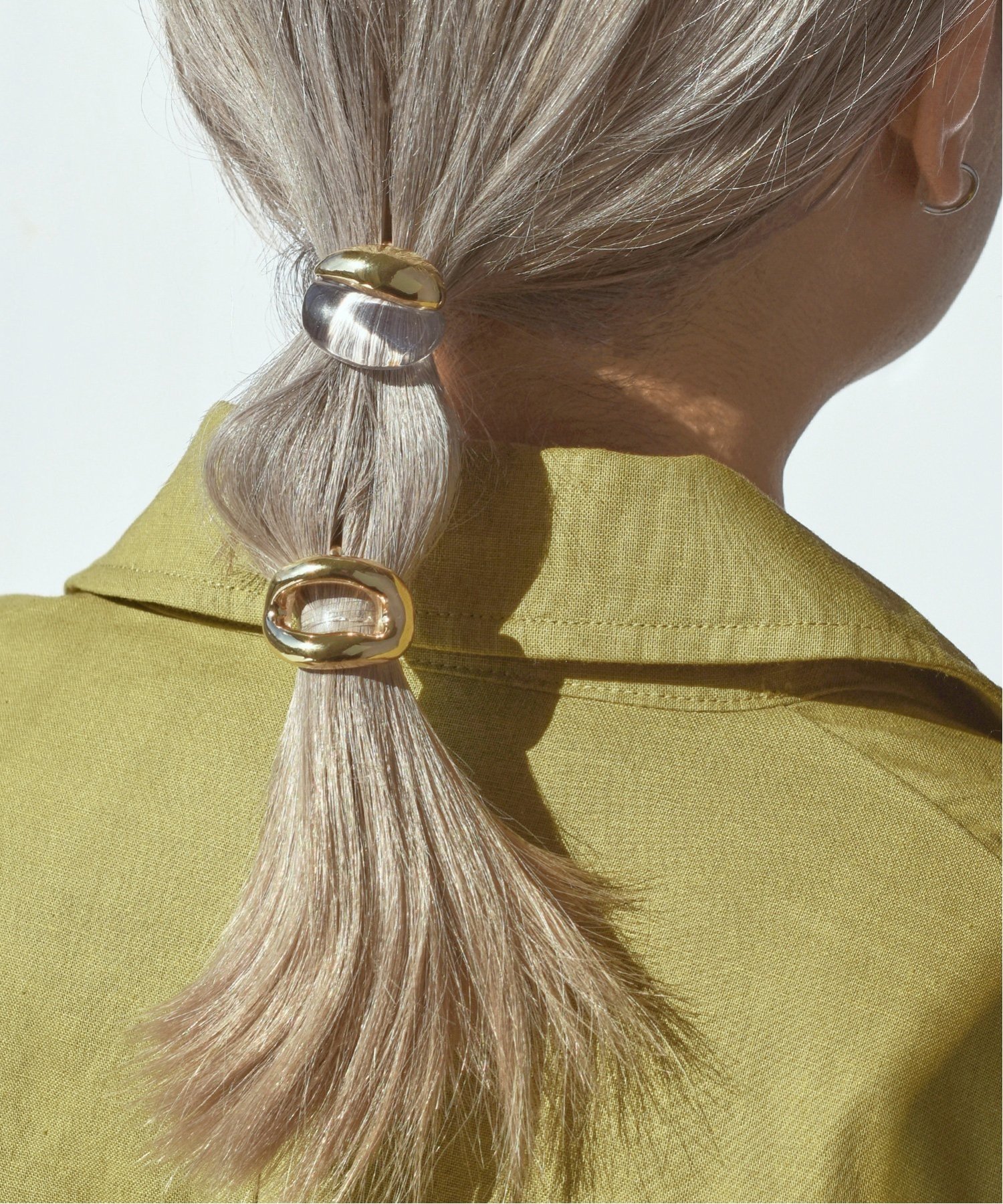 GOLDY｜クリア × メタル & ニュアンス オーバル セット ヘアカフ