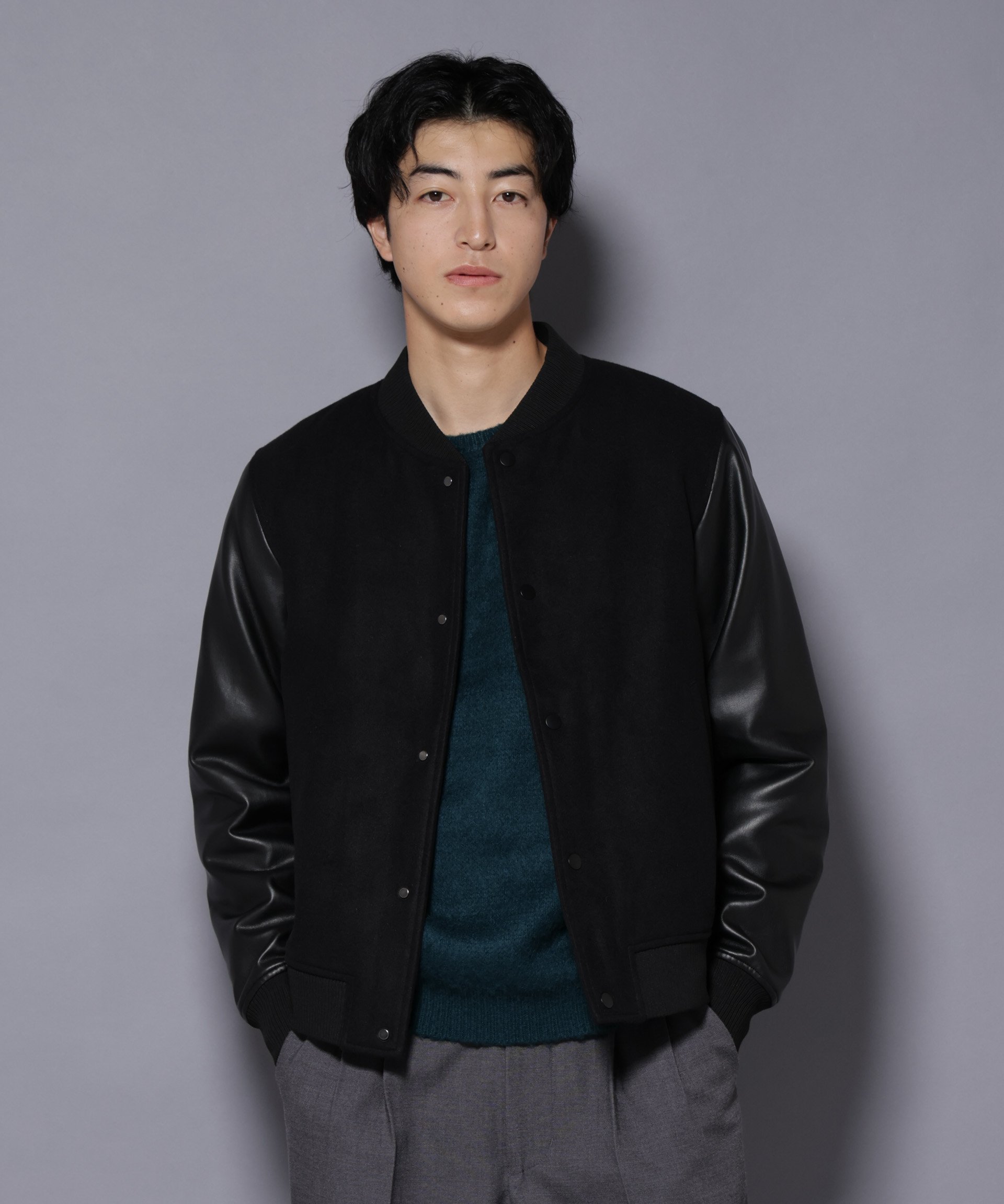 NANO universe｜フェイクレザースタジャン | Rakuten Fashion(楽天