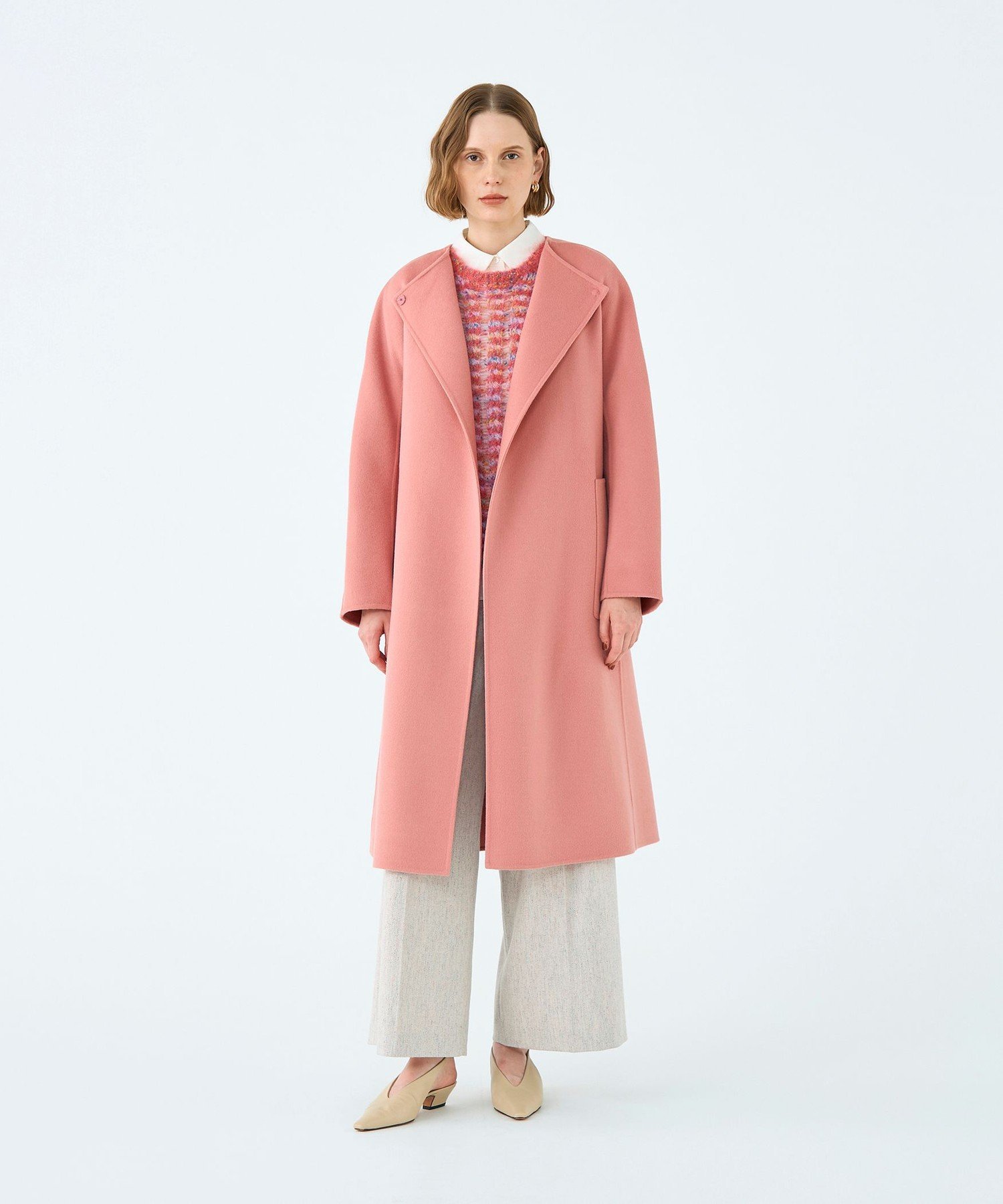 TOMORROWLAND｜プレミアムウールリバー ノーカラーコート | Rakuten