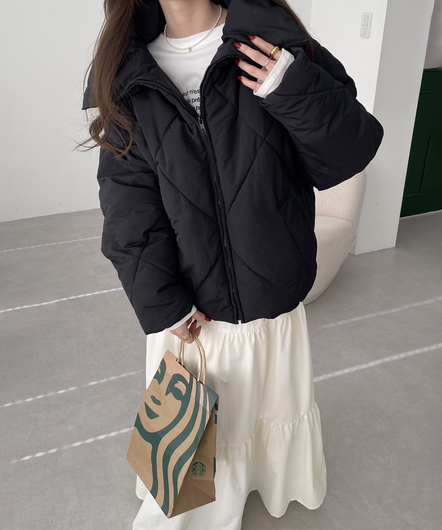 andme｜ダイヤ キルティング フェイクダウン ジャケット | Rakuten