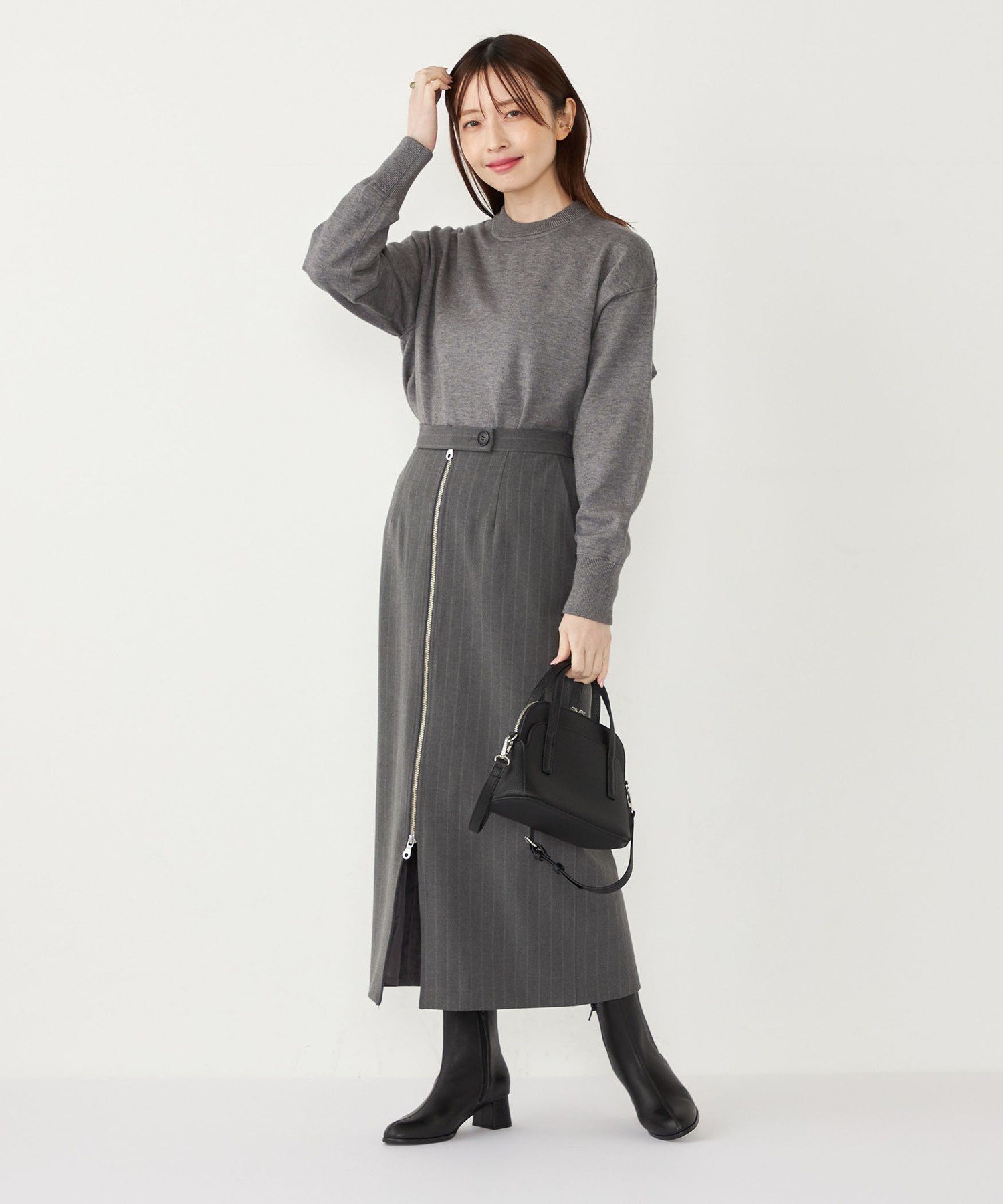 完売　room 306 コンテンポラリーグレー フロントジップ タイトスカート room306 CONTEMPORARY / 公式通販サイト