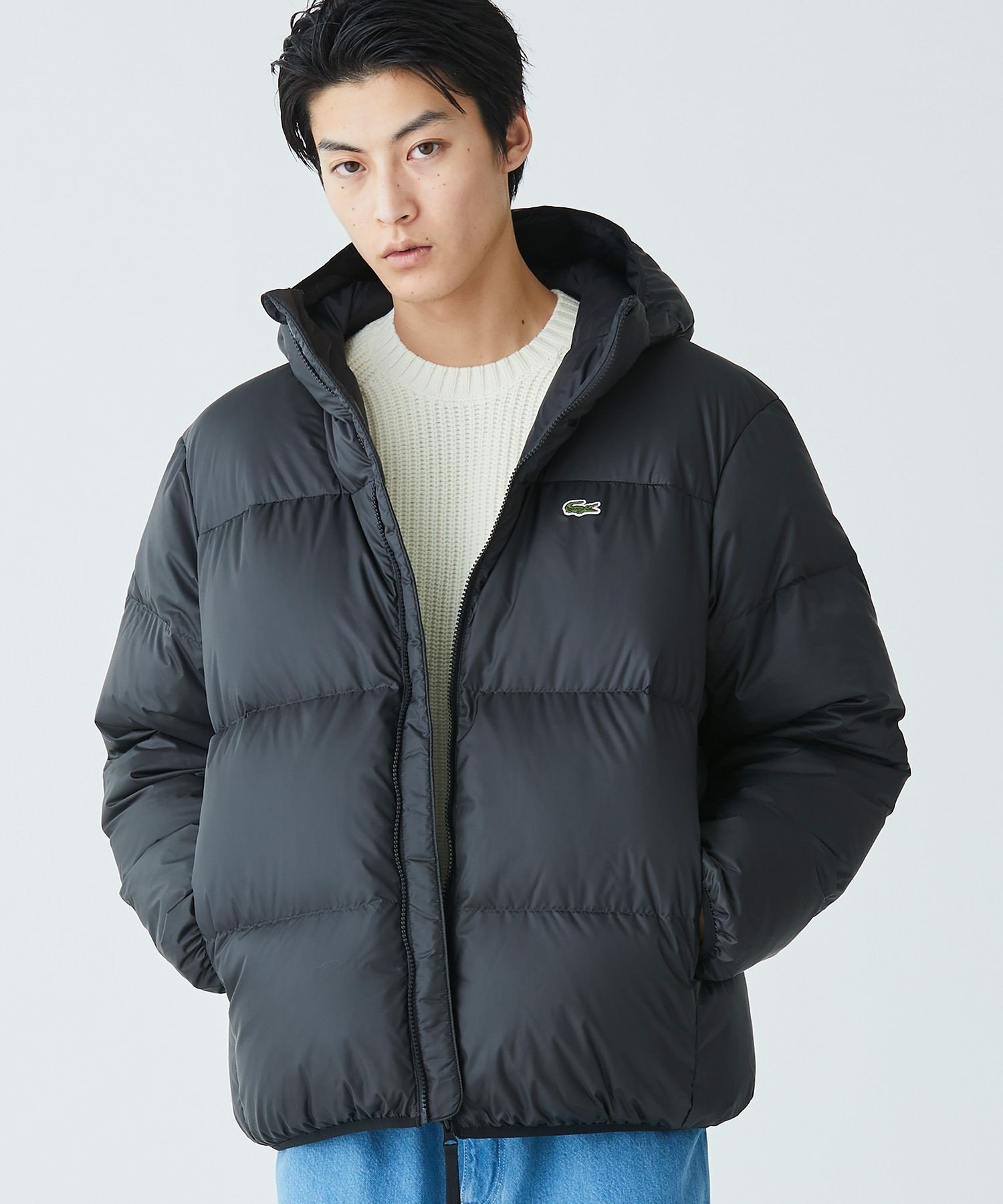 LACOSTE｜撥水 バックステッチ スタンドカラー フーデッドダウン