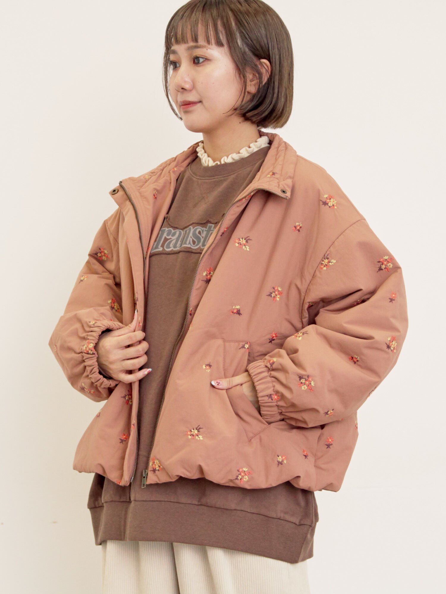 Samansa Mos2｜小花総刺繍中綿ジャケット | Rakuten Fashion(楽天