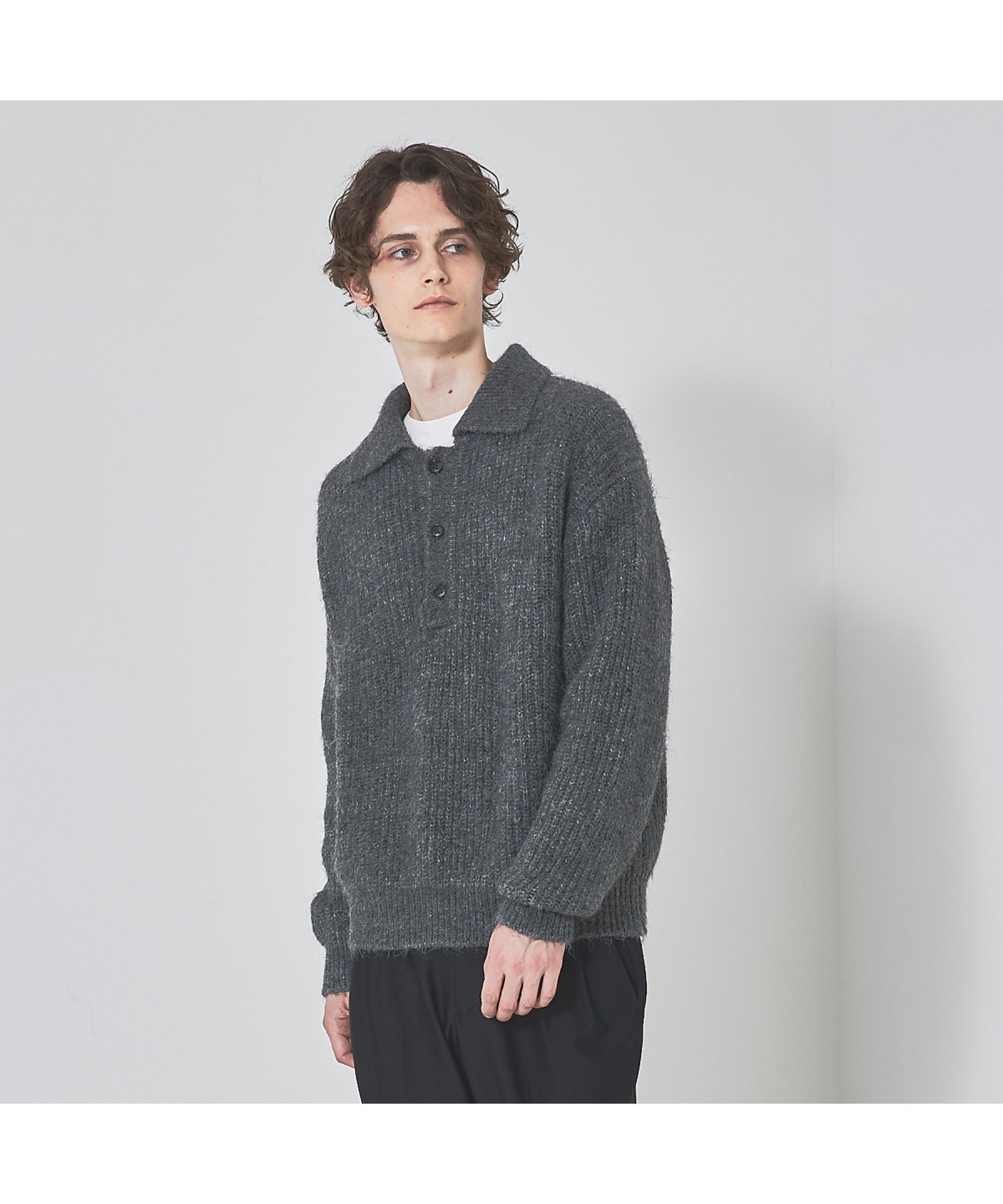 ABAHOUSE｜【アルパカブレンド】シャギー ニットポロ | Rakuten