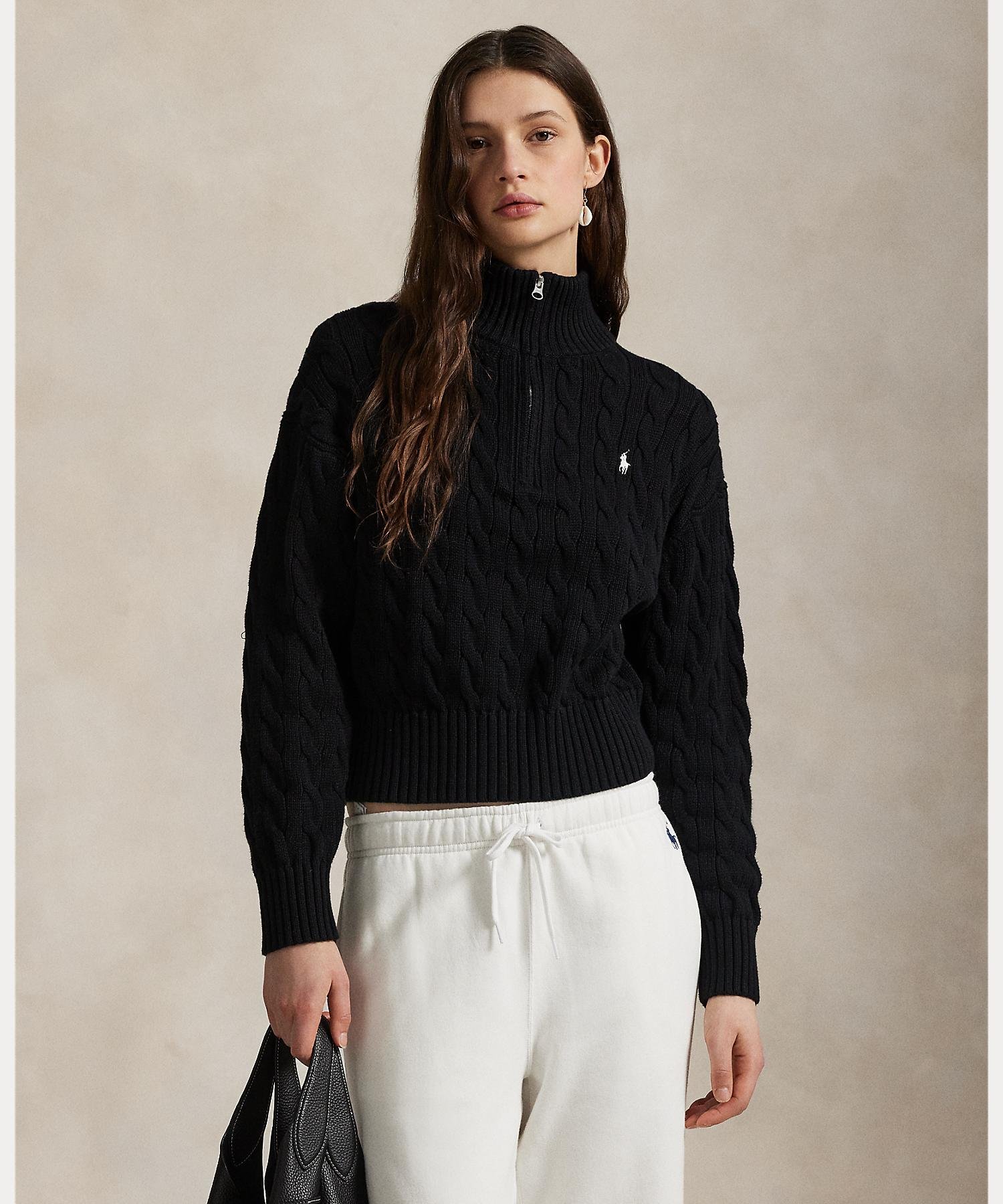 RALPH LAUREN｜ケーブルニット コットン クォータージップ セーター