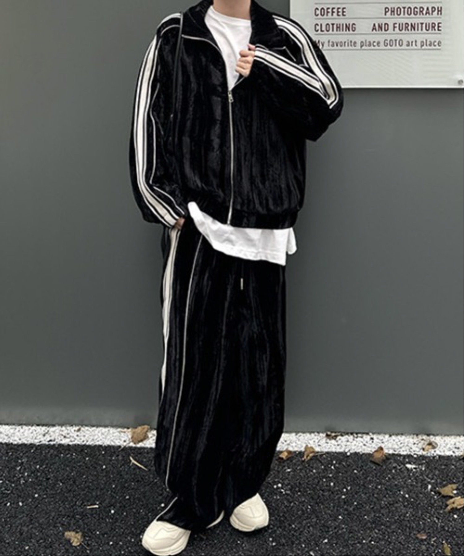 CERCA｜NOWLE/(M)【NOWLE】ライン柄 ベロア トラックジャケット