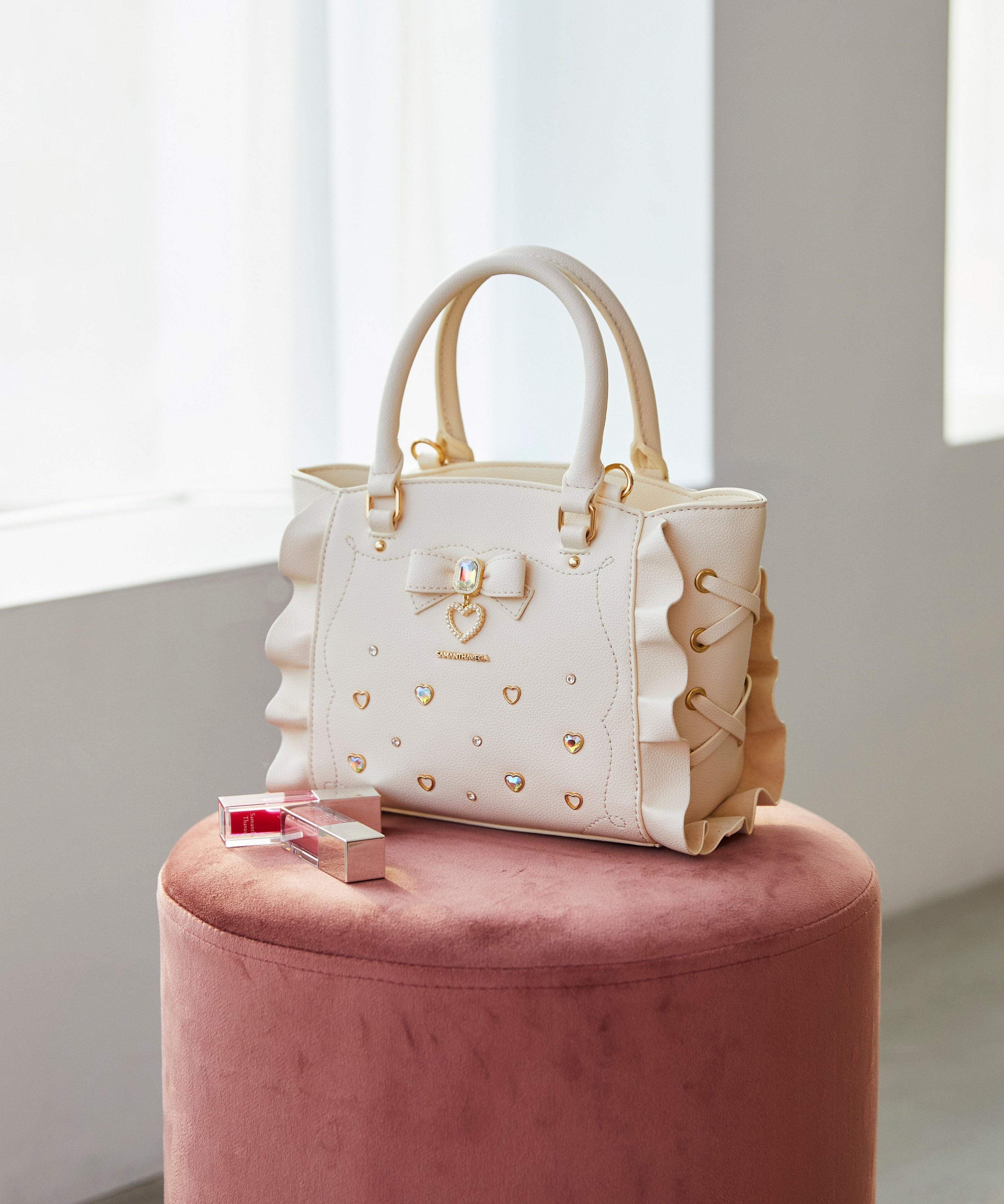 SAMANTHAVEGA｜サイドレースアップリボンビジューミニフラッター