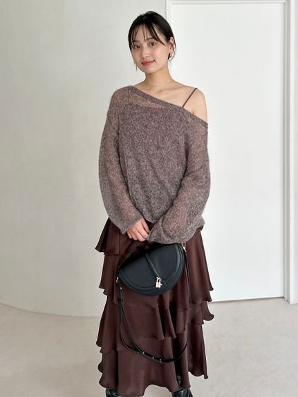 SNIDEL｜サテンナローティアードスカート | Rakuten Fashion(楽天