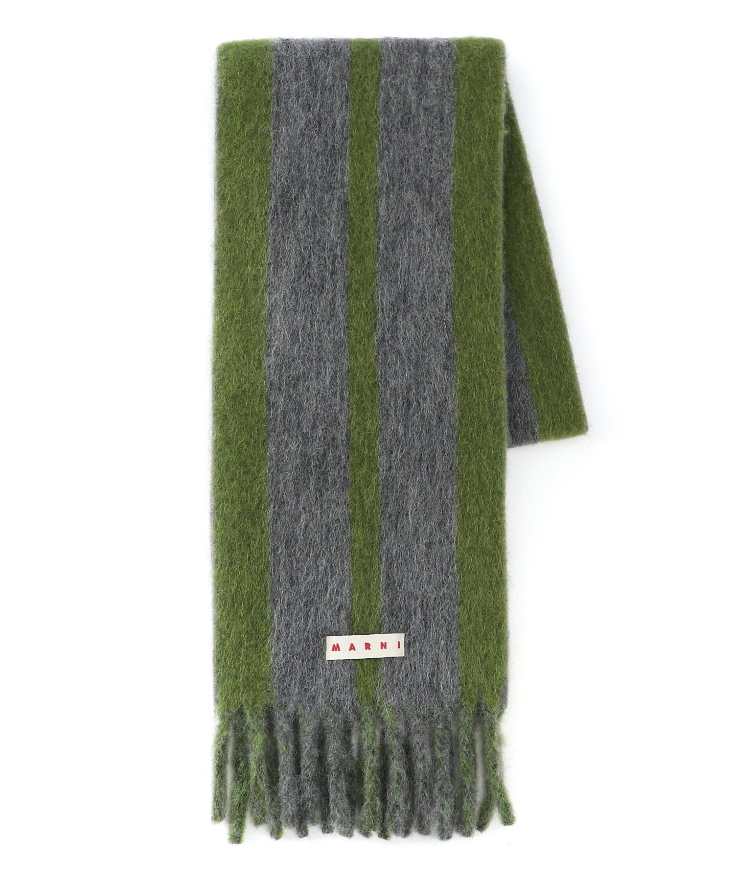 MARNI(マルニ)｜ストライプ ロゴ ウールブレンド アルパカマフラー