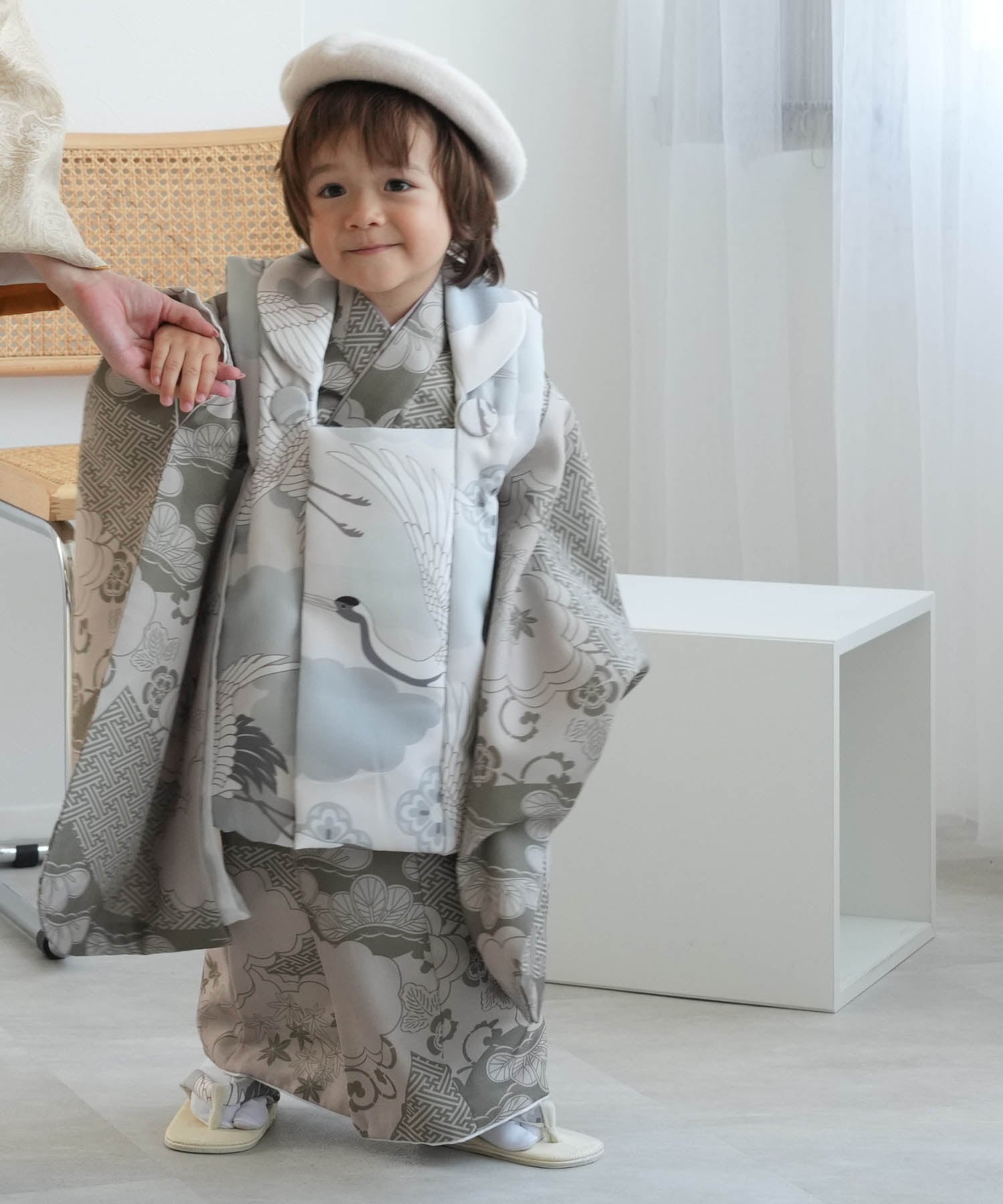 utatane｜ひよこ商店 七五三 着物 3歳 男の子 被布セット モスグリーン