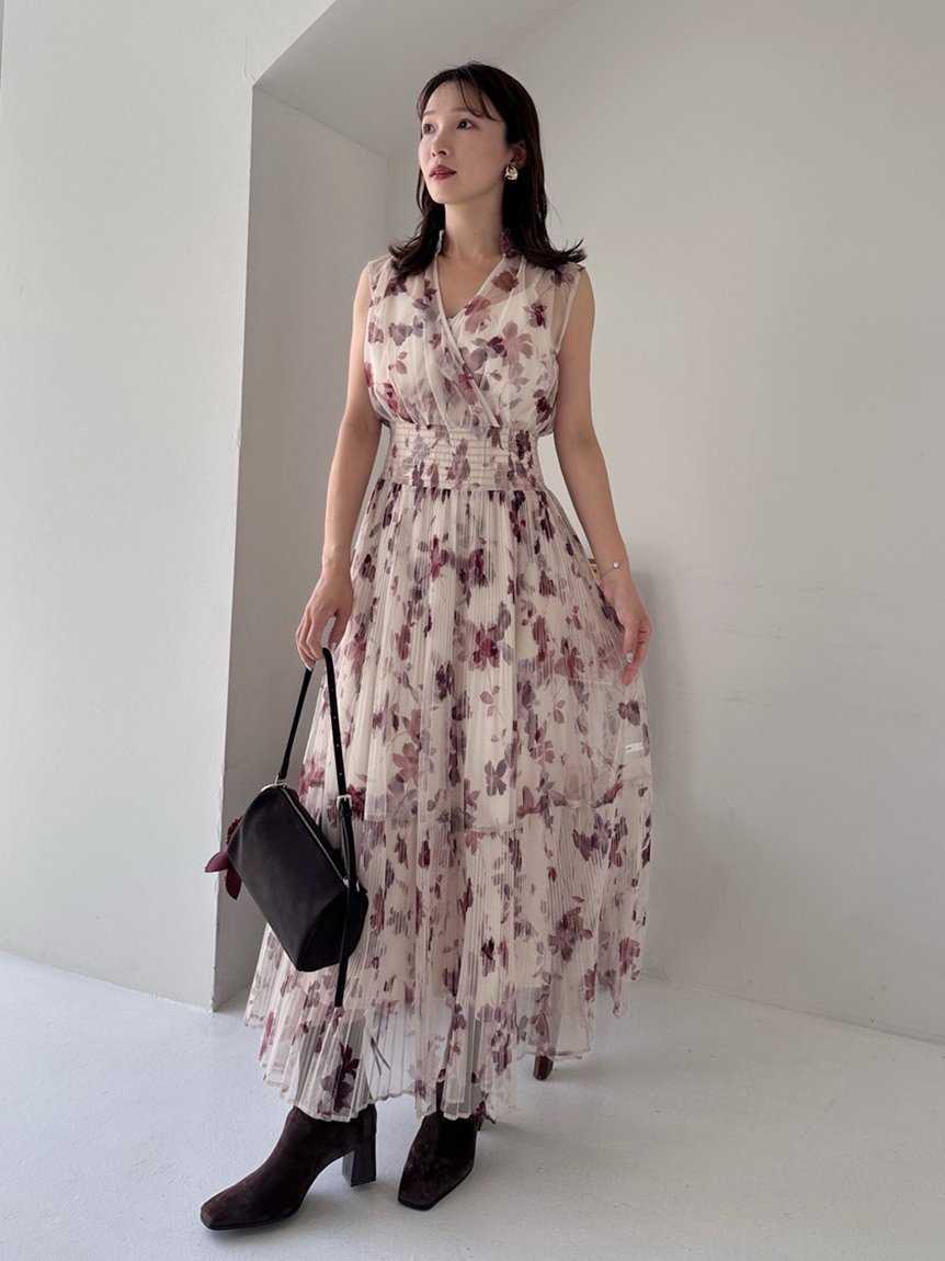 FRAY I.D｜【00サイズ】シアーフラワープリーツワンピース | Rakuten